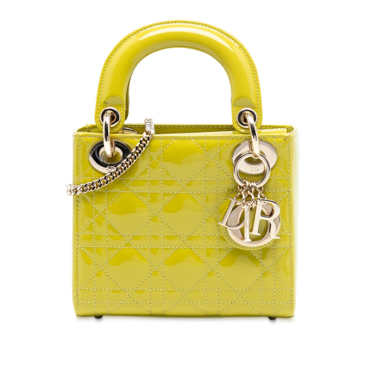 Dior Cannage Lady Satchel Bag Patent Mini Lady Dior 14