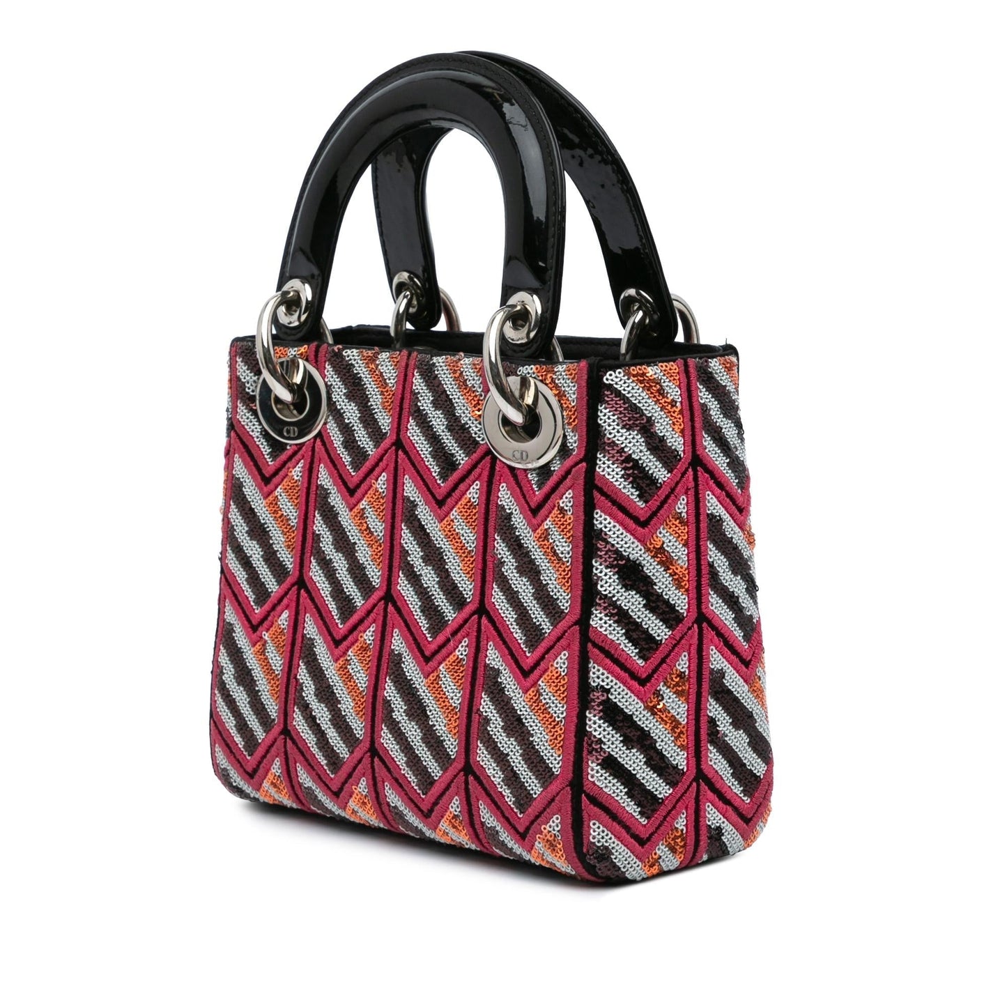 Dior Sequined Lady Satchel Bag Patent Mini