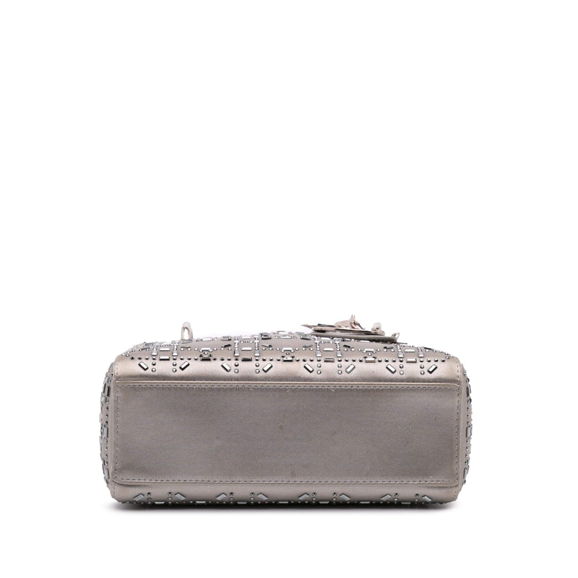 Dior Cannage Crystal Lady Satchel Bag Satin Mini
