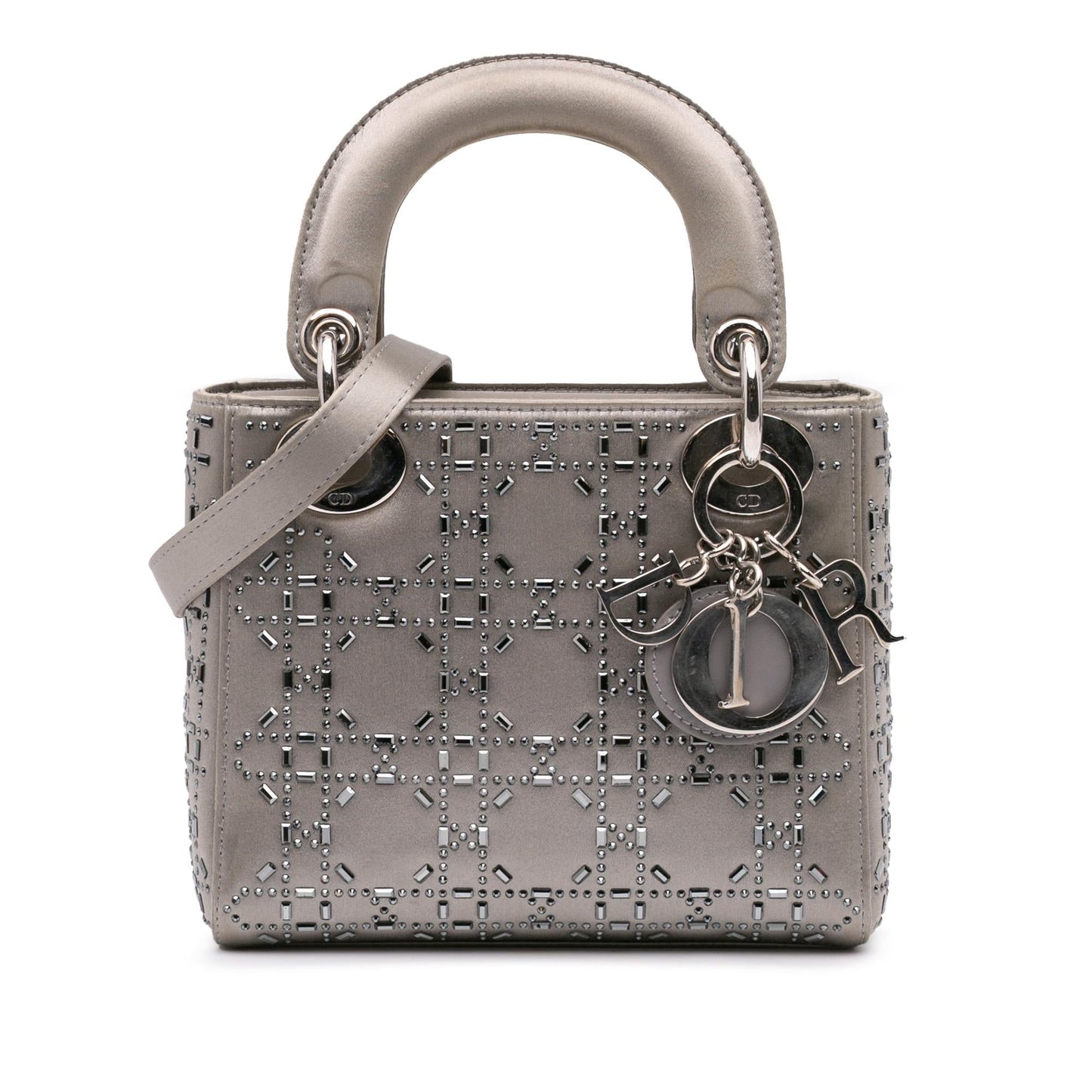Dior Cannage Crystal Lady Satchel Bag Satin Mini