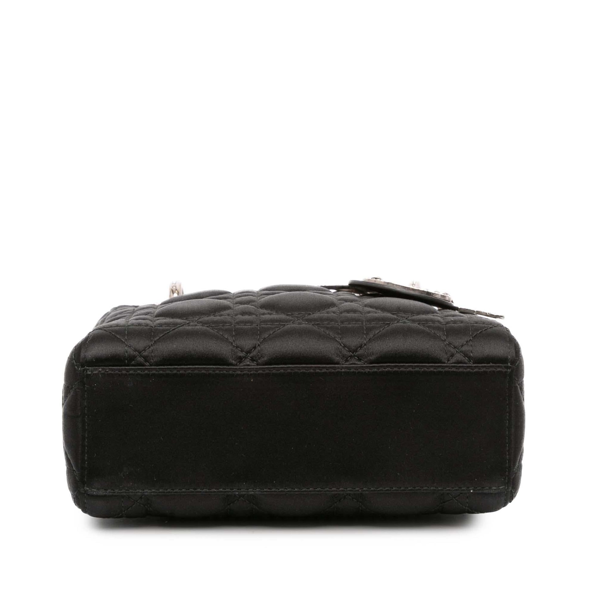 Dior Cannage Swarovski Crystal Lady Satchel Bag Satin Mini