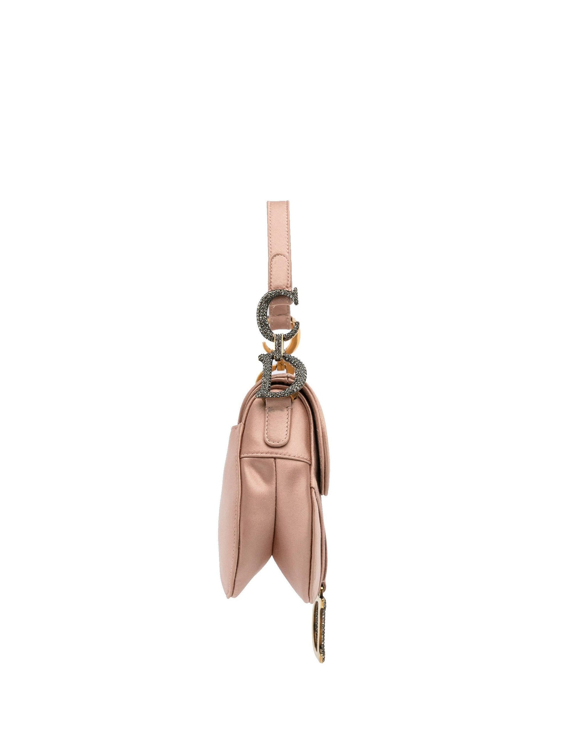 Dior Crystal Embellished Saddle Bag Satin Mini Satchel Bag