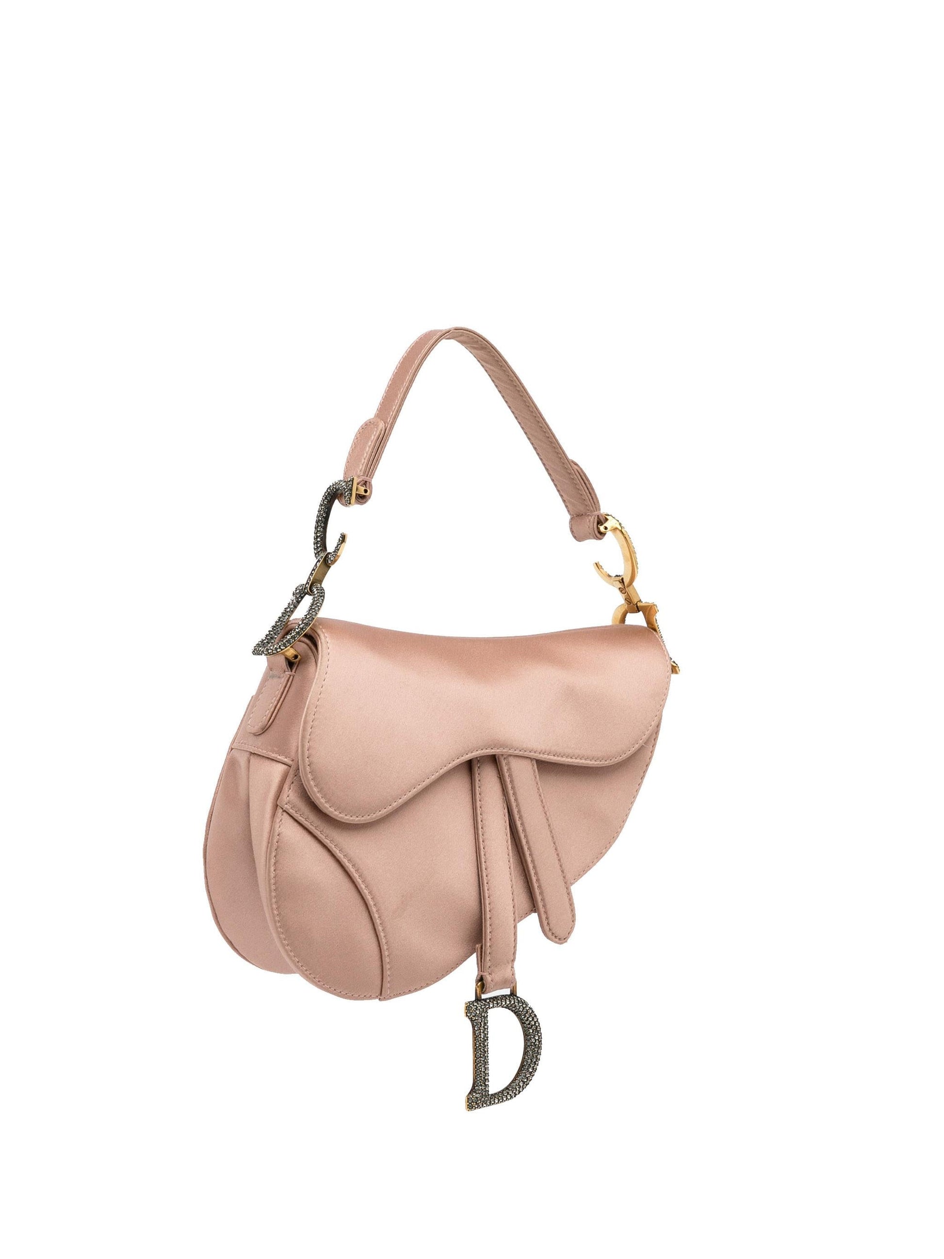 Dior Crystal Embellished Saddle Bag Satin Mini Satchel Bag
