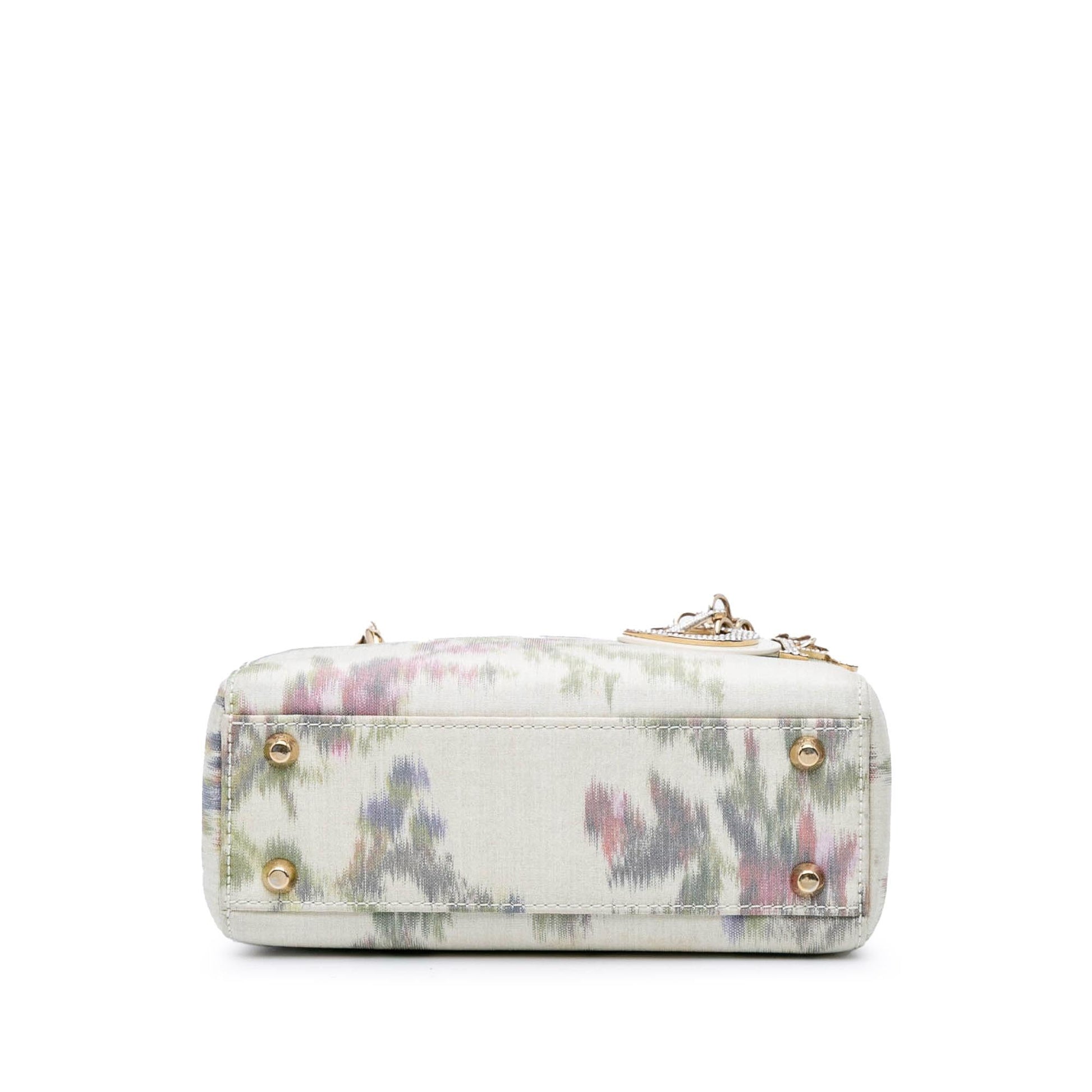 Dior Floral Crystal Lady Satchel Bag Satin Mini