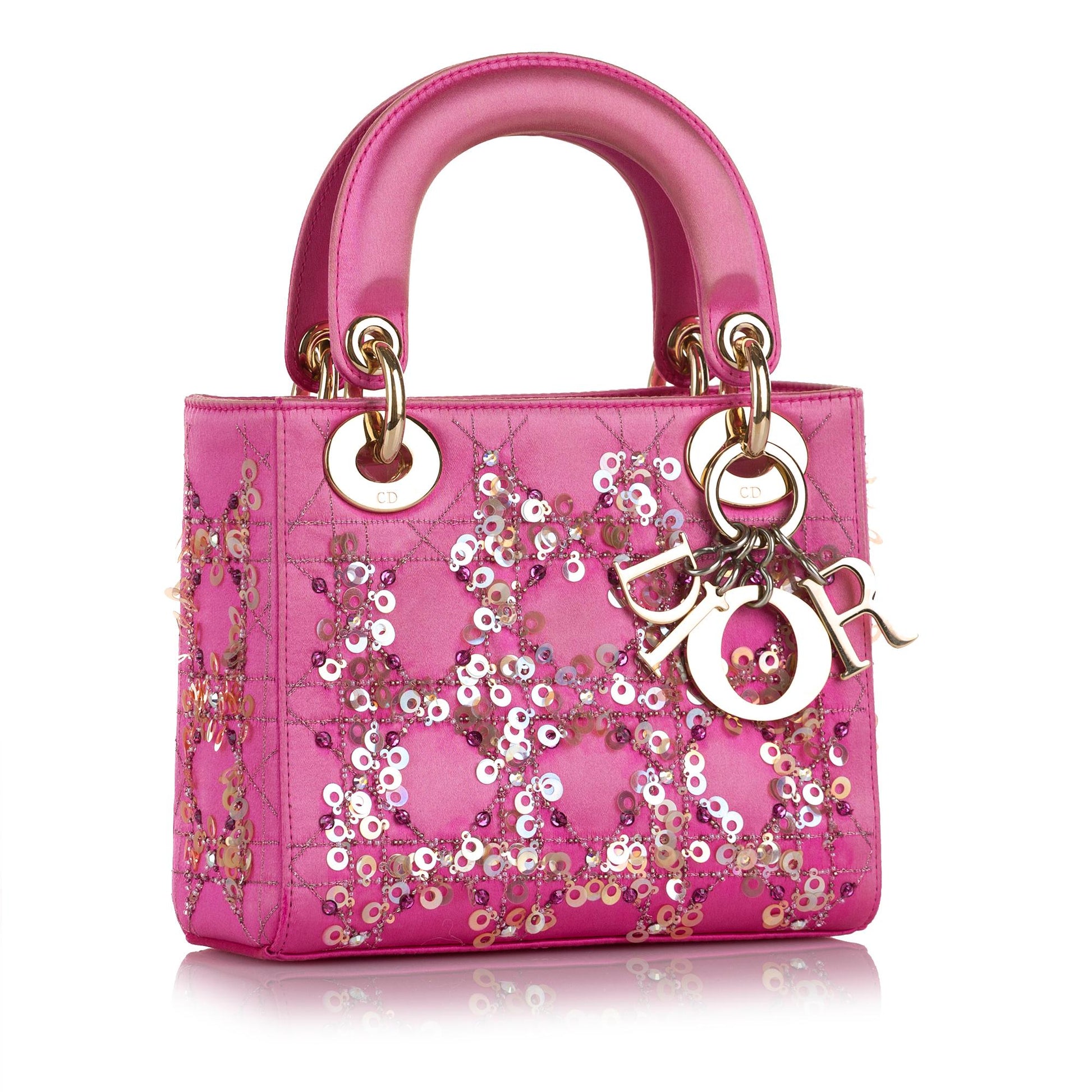Dior Sequin Lady Shg 0113Xt Satchel Bag Satin Mini