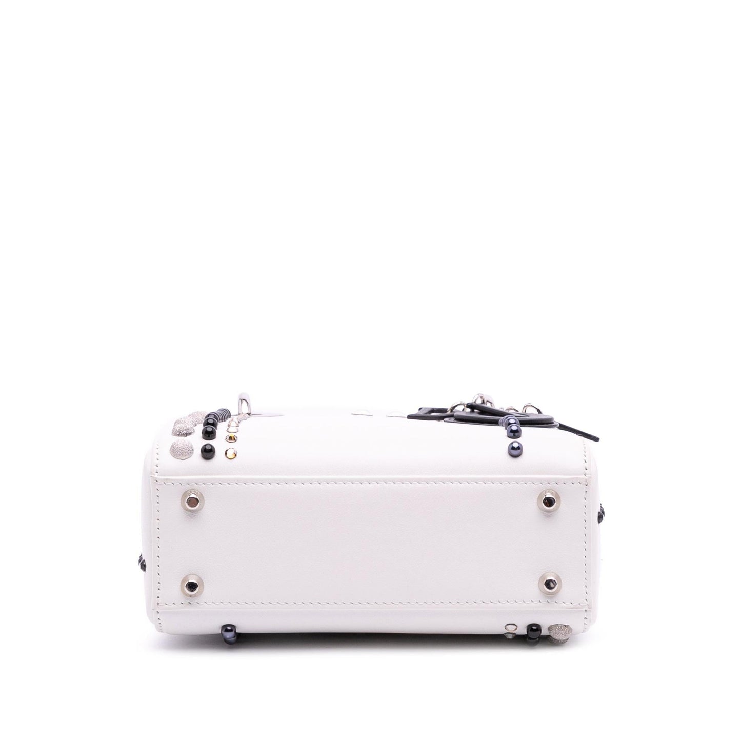 Dior Studded Crystal Pearl Lady Satchel Bag Lambskin Mini