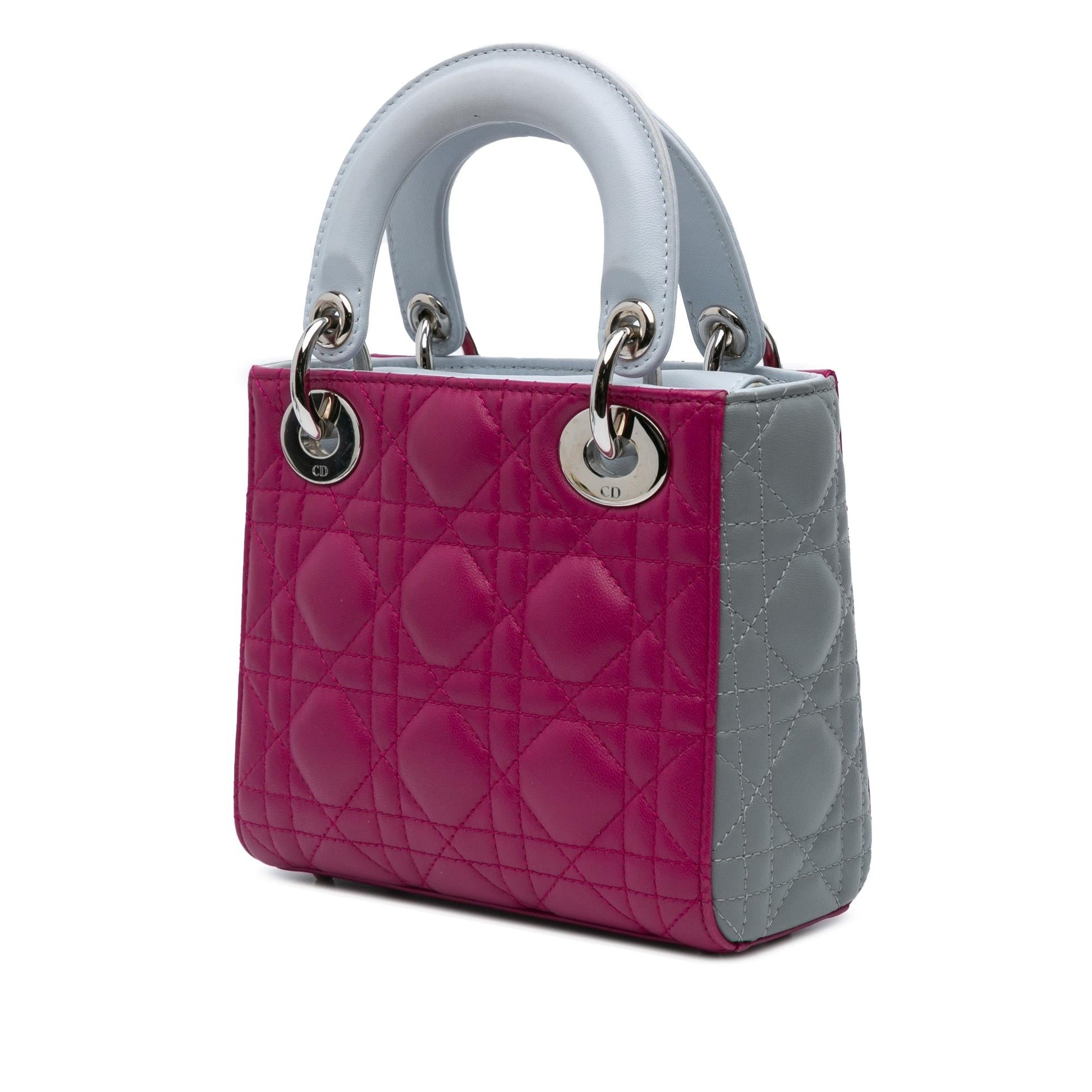 Dior Tricolor Cannage Lady Satchel Bag Lambskin Mini Cannage Lady Dior