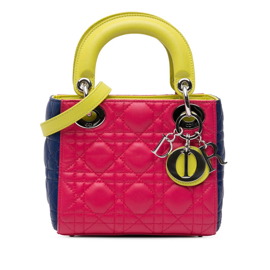 Dior Tricolor Cannage Lady Satchel Bag Lambskin Mini Lady Dior 2