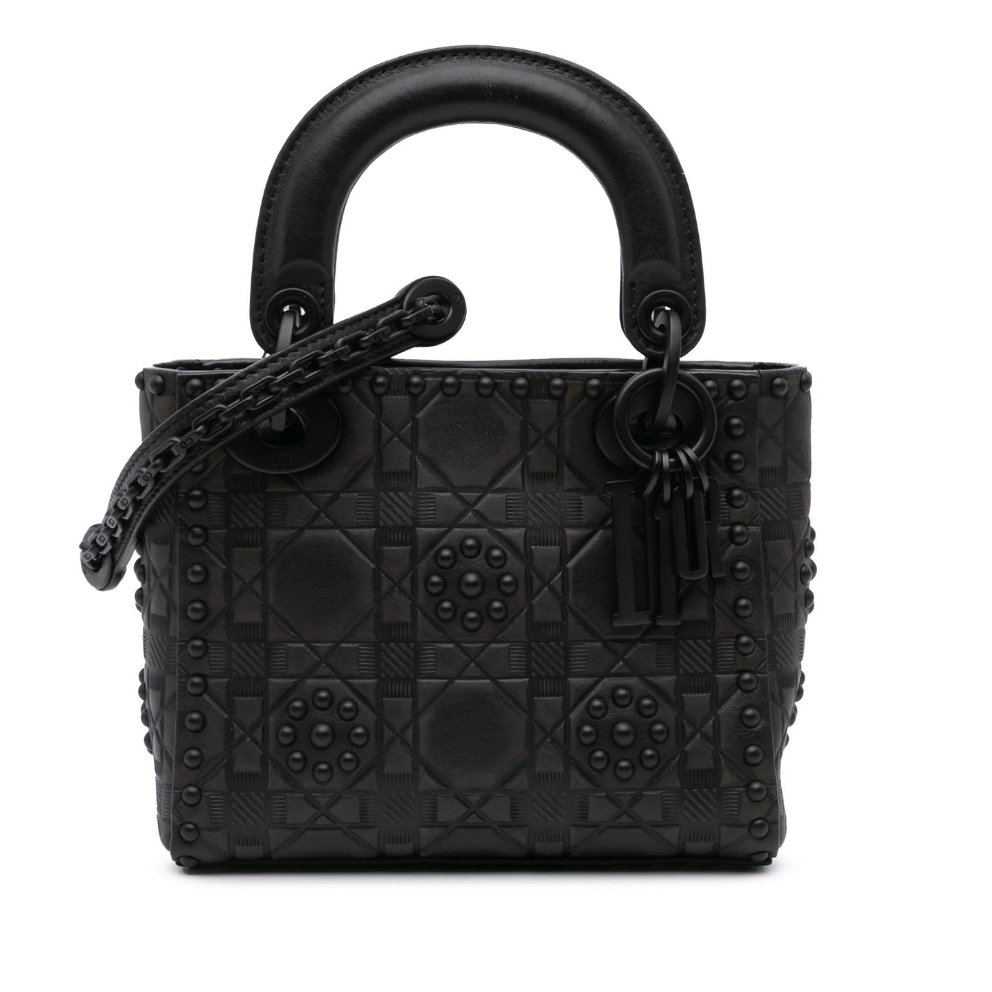 Dior Ultra Matte Calfskin Cannage Studded Flower Lady Satchel Mini Satchel Bag