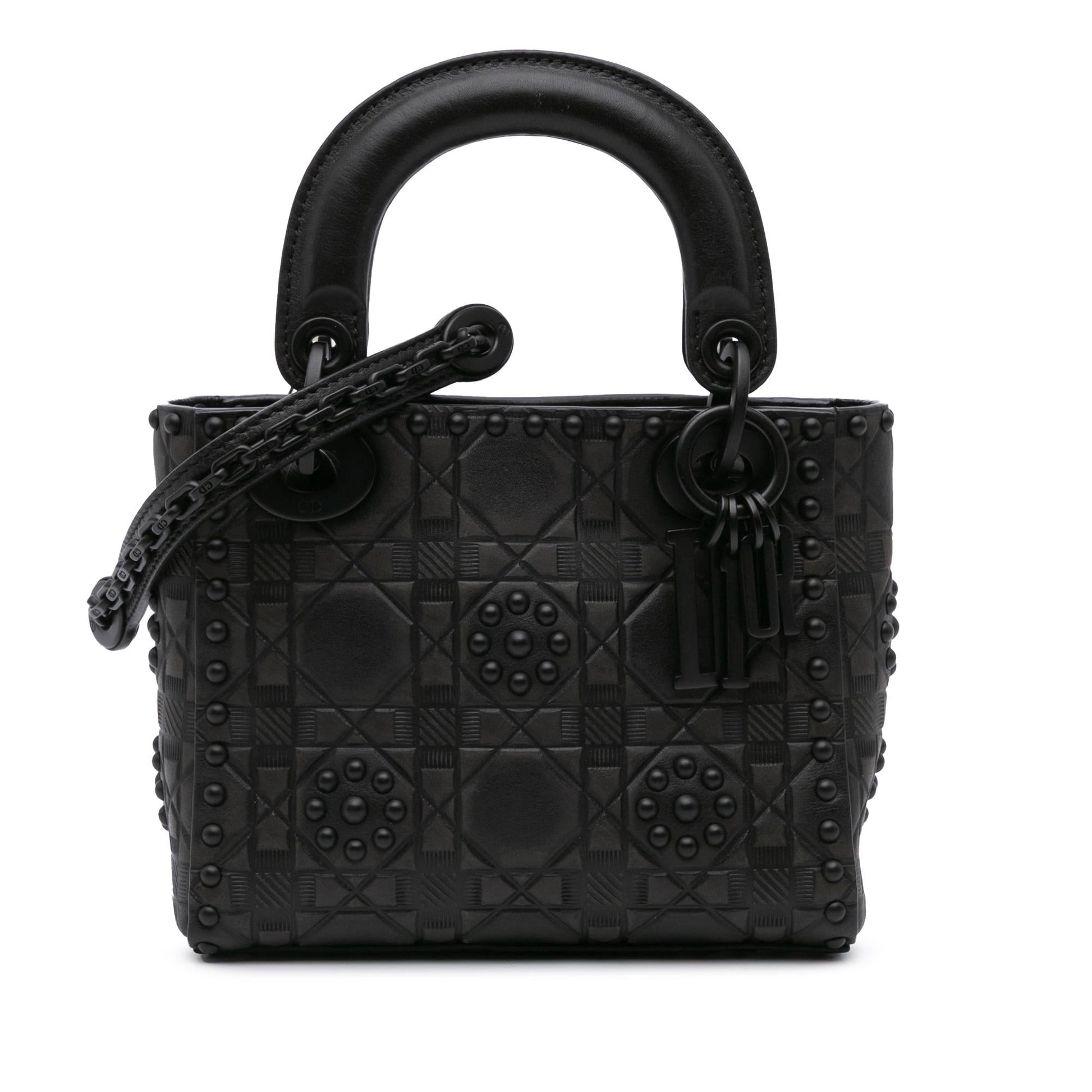 Dior Ultra Matte Calfskin Cannage Studded Flower Lady Satchel Mini Satchel Bag