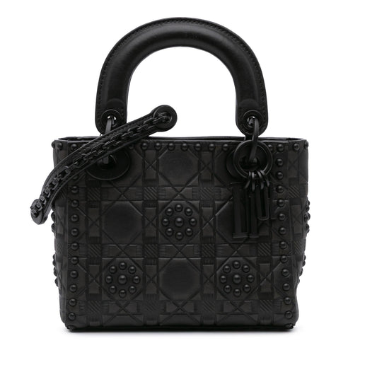 Dior Ultra Matte Calfskin Cannage Studded Flower Lady Satchel Mini Satchel Bag