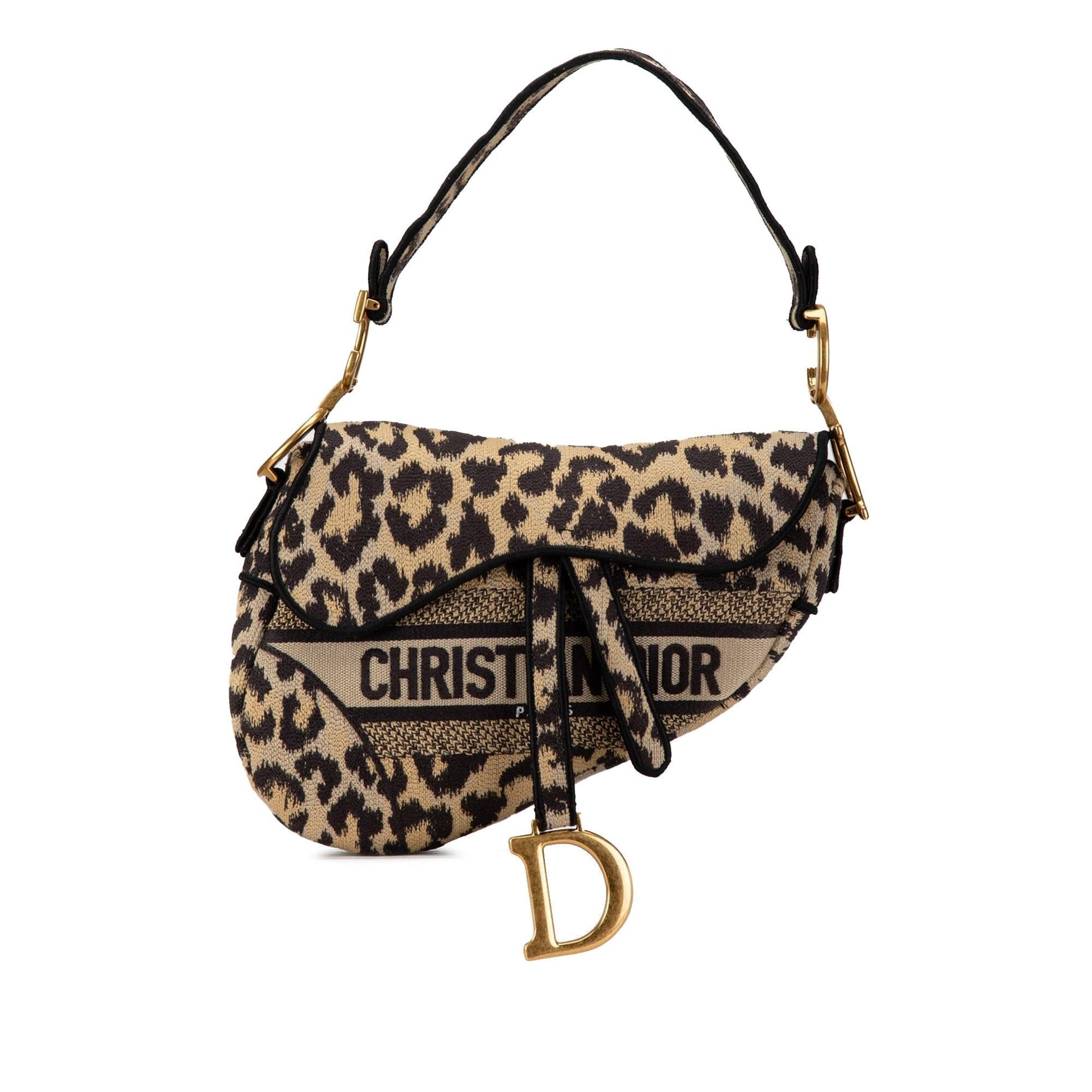Dior Mizza Saddle Bag Shg Canvas Embroidered Shoulder Bag