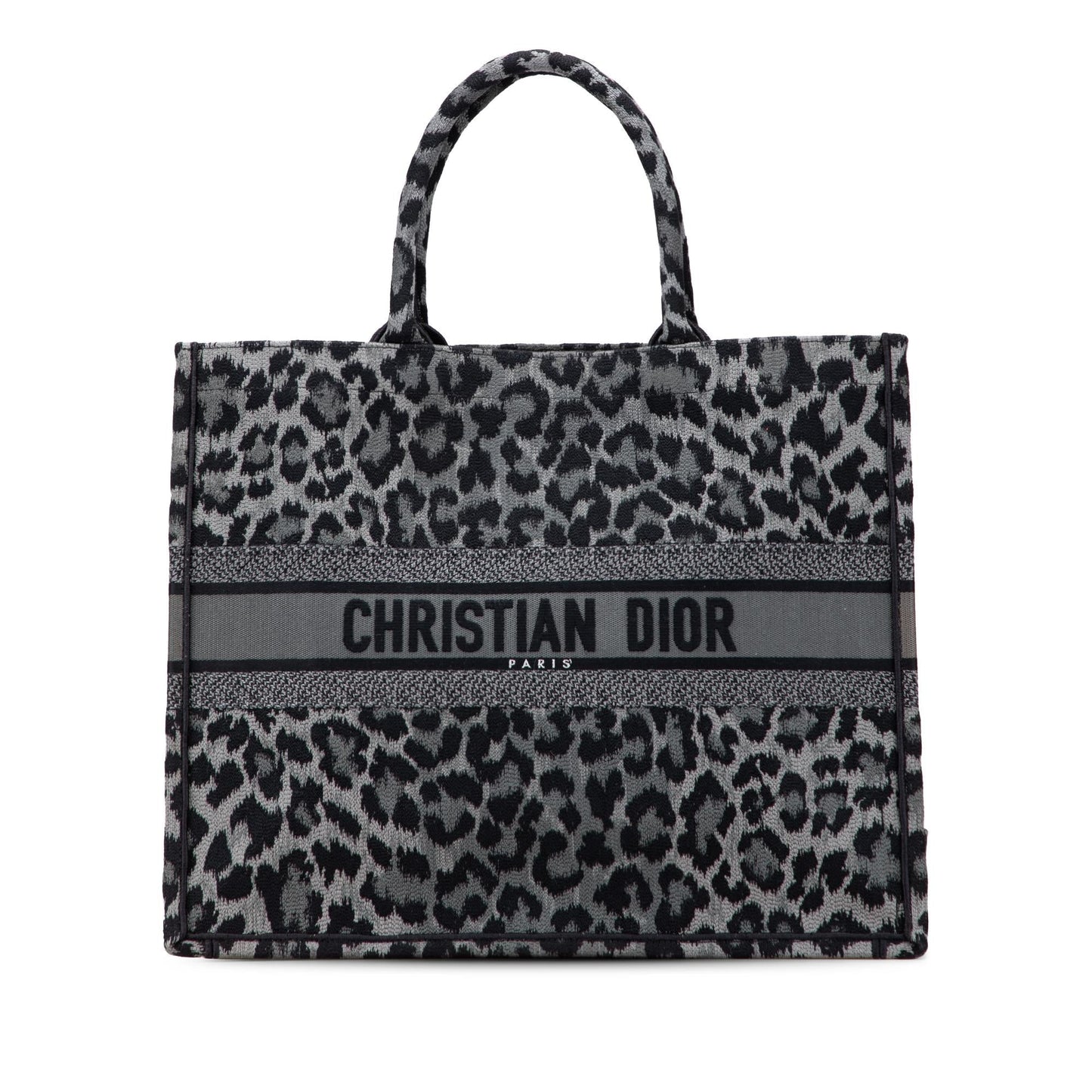 Dior Mizza Leopard Book Tote Canvas Large Embroidered Tote Bag
