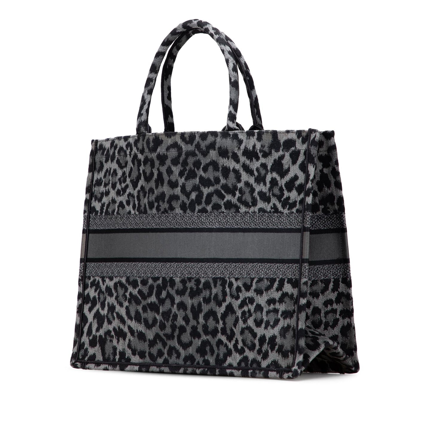 Dior Mizza Leopard Book Tote Canvas Large Embroidered Tote Bag