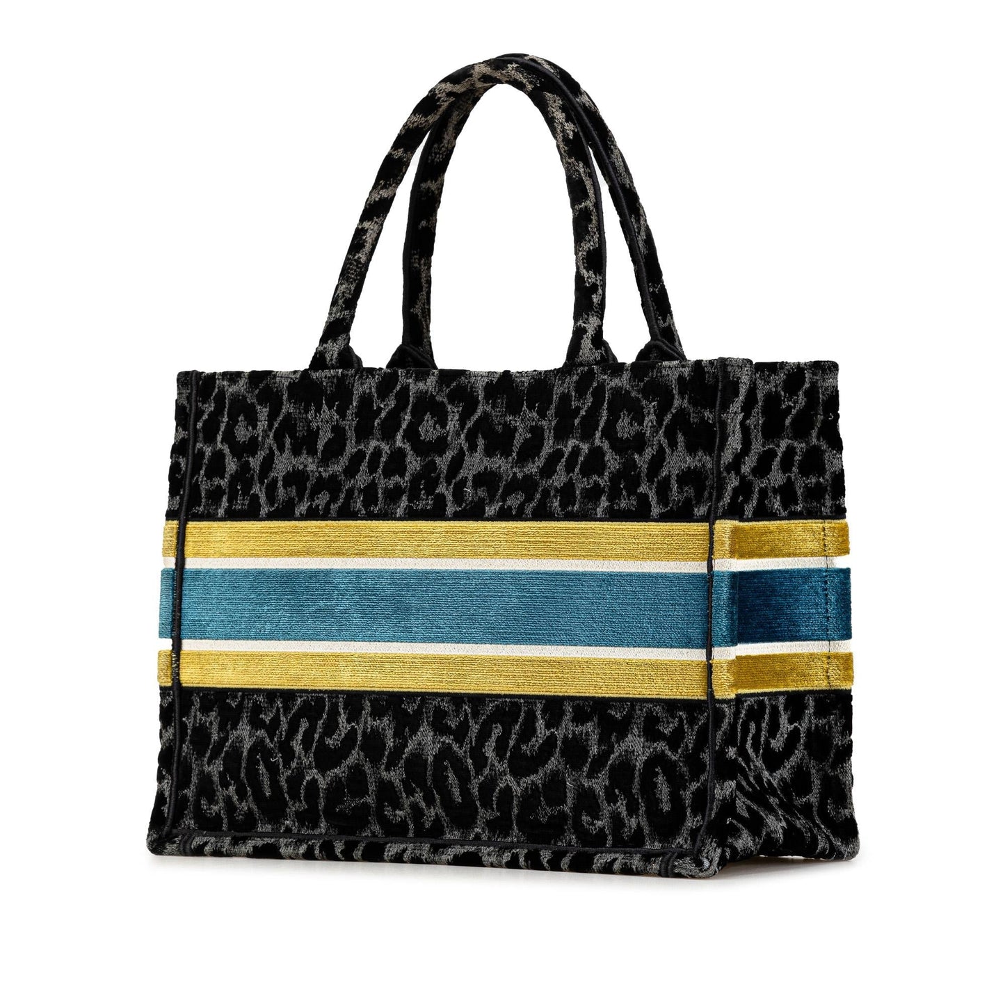 Dior Mizza Leopard Book Tote Canvas Medium Embroidered Tote Bag