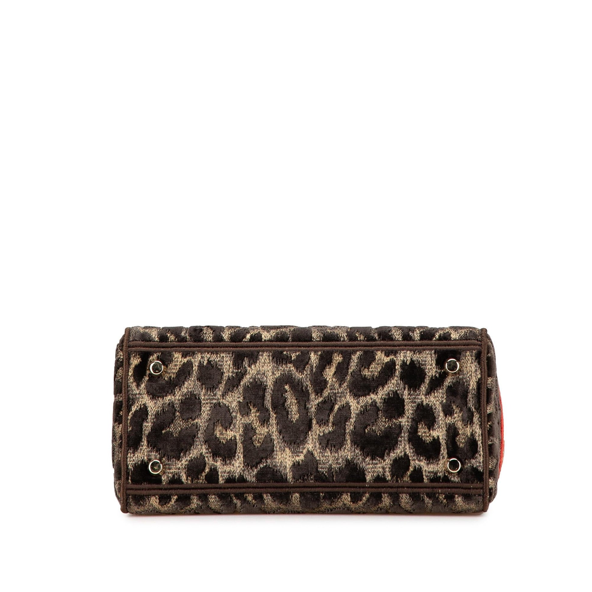 Dior Mizza Velvet Leopard Lady Lite Satchel Bag Medium Embroidered