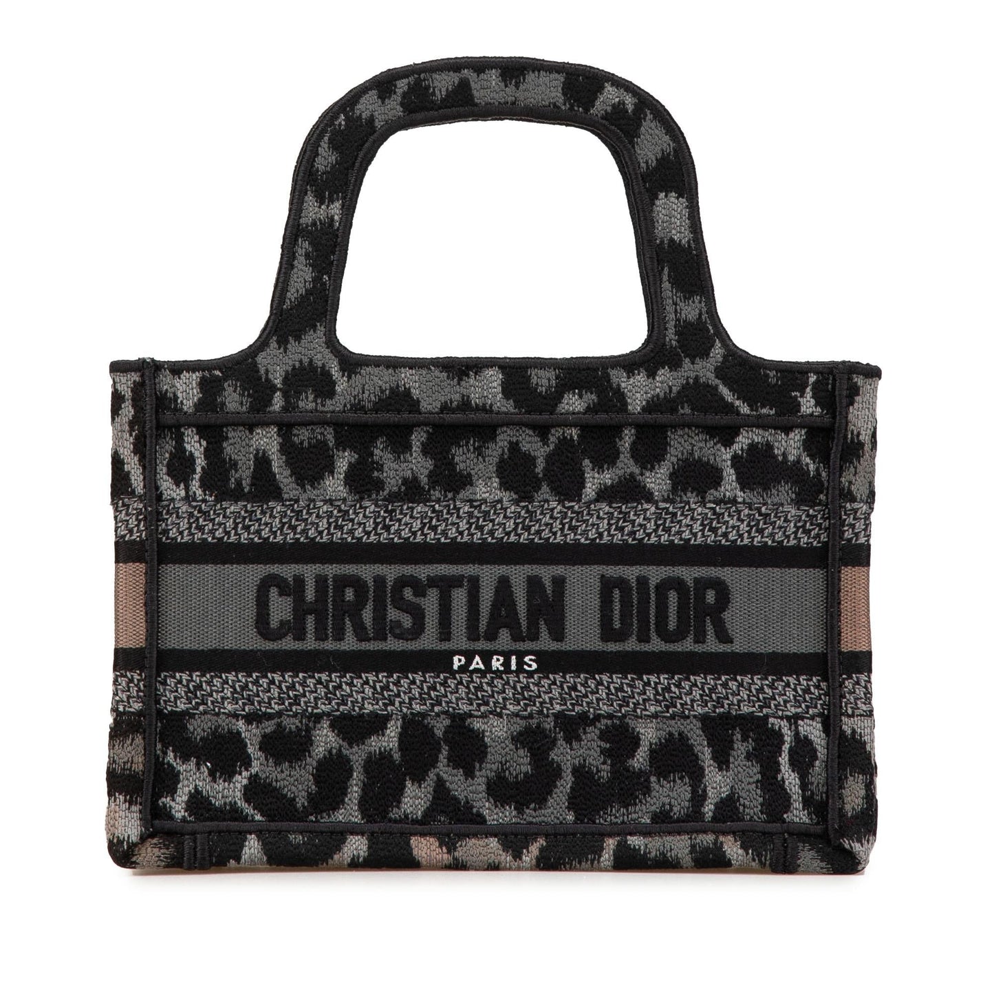 Dior Mizza Leopard Book Tote Canvas Mini Embroidered Tote Bag
