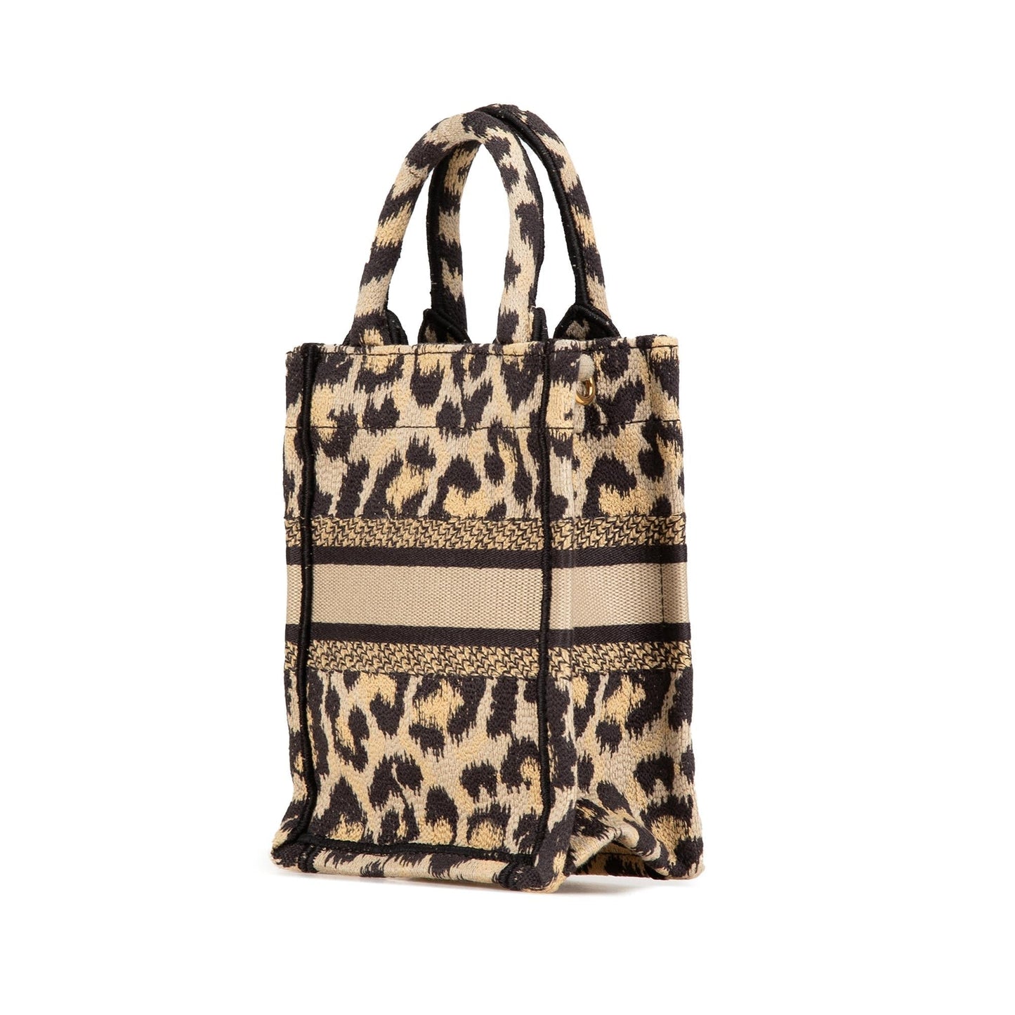 Dior Mizza Leopard Vertical Book Tote Canvas Mini Embroidered Tote Bag