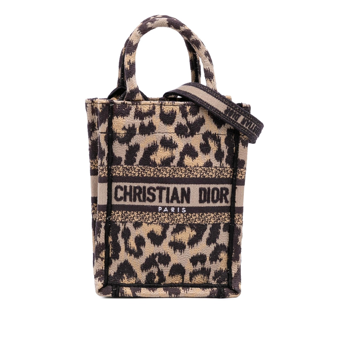 Dior Mizza Leopard Vertical Book Tote Canvas Mini Embroidered Tote Bag Book Tote 1