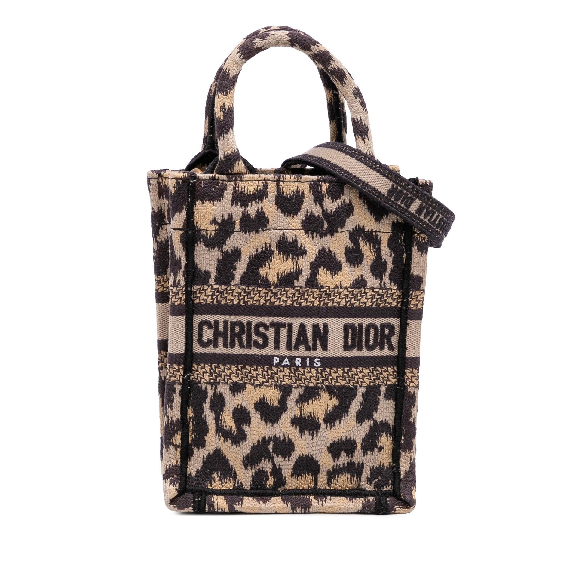 Dior Mizza Leopard Vertical Book Tote Canvas Mini Embroidered Tote Bag Book Tote 1