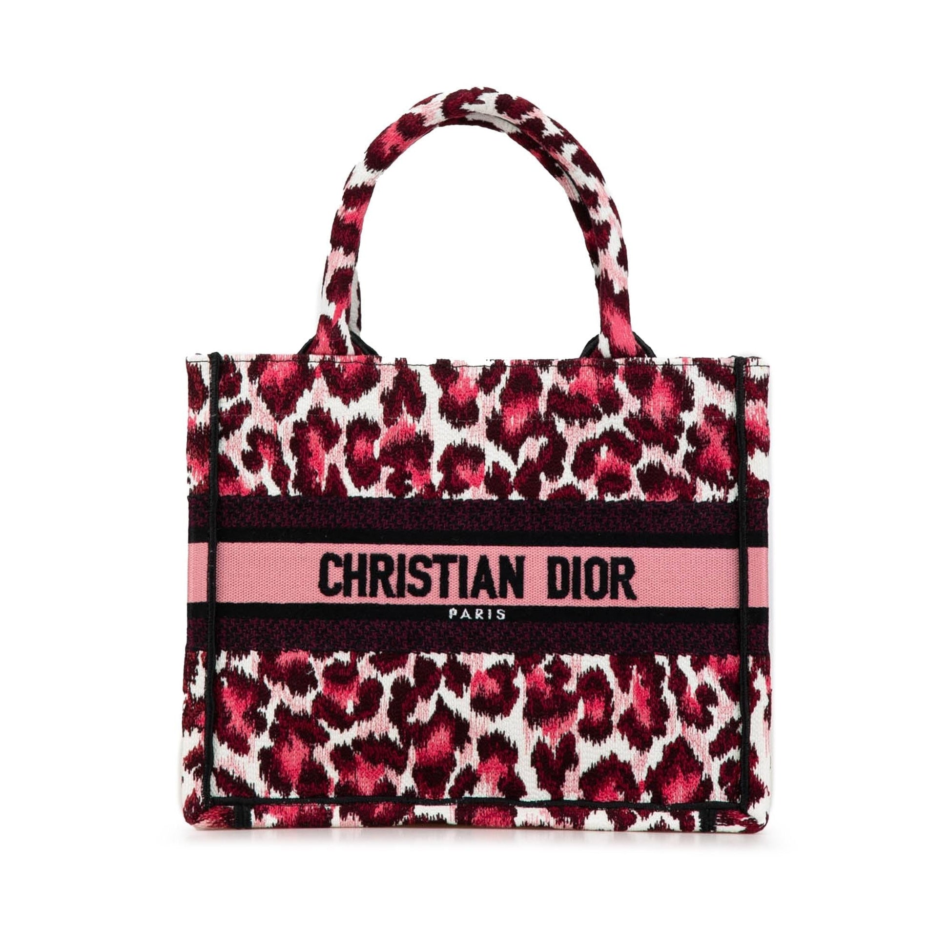 Dior Mizza Leopard Book Tote Canvas Small Embroidered Tote Bag