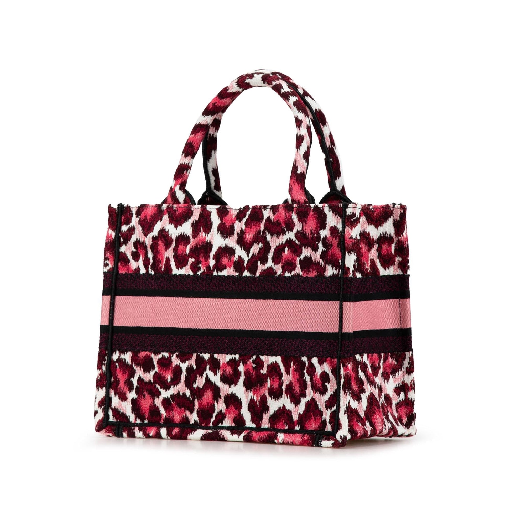 Dior Mizza Leopard Book Tote Canvas Small Embroidered Tote Bag