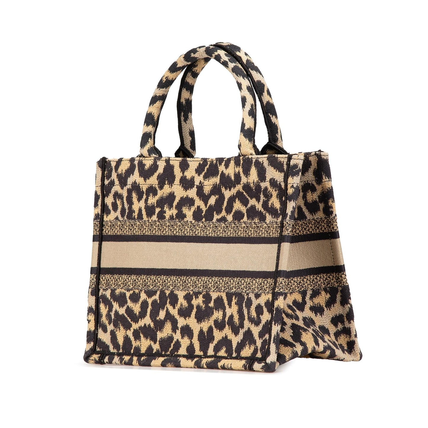 Dior Mizza Leopard Book Tote Canvas Small Embroidered Tote Bag Leopard Book Tote