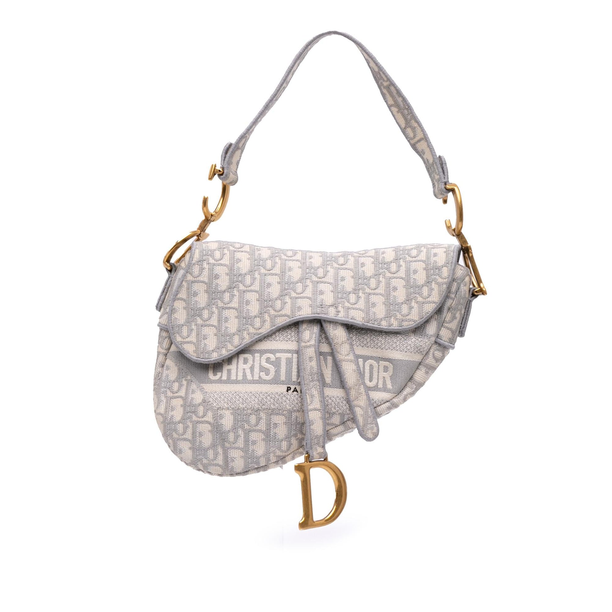 Dior Oblique Saddle Bag Canvas Embroidered Shoulder Bag Embroidered Saddle Bag