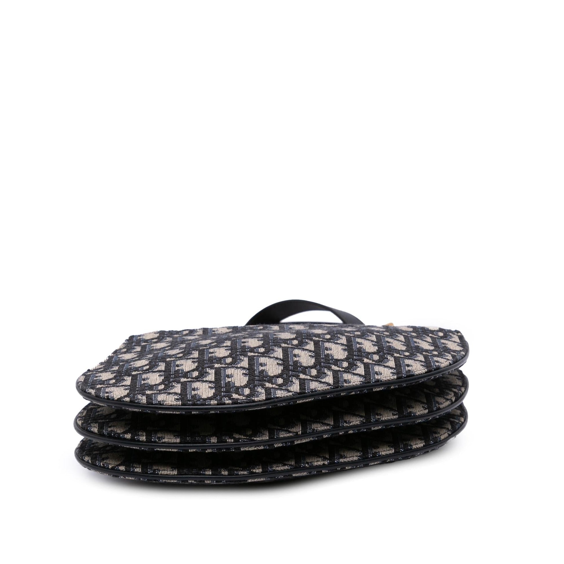 Dior Oblique Saddle Triple Crossbody Canvas Zip Crossbody Bag