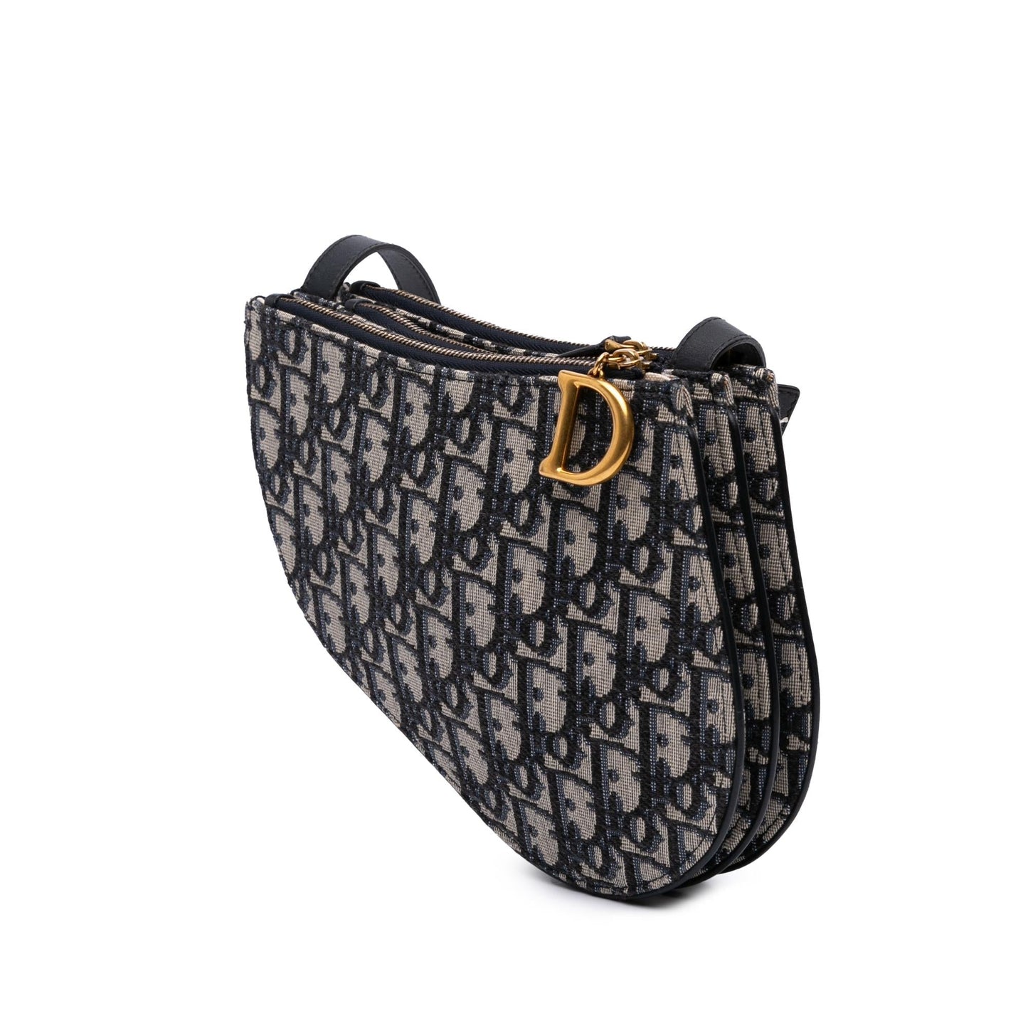 Dior Oblique Saddle Triple Crossbody Canvas Zip Crossbody Bag