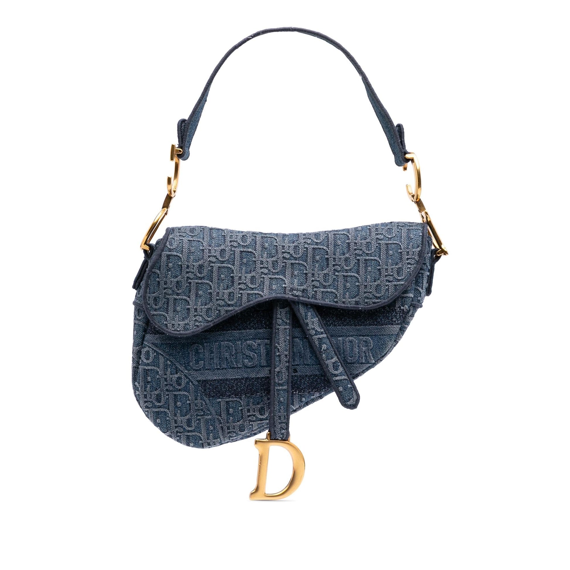 Dior Oblique Saddle Bag Denim Embroidered Shoulder Bag Embroidered Saddle Bag