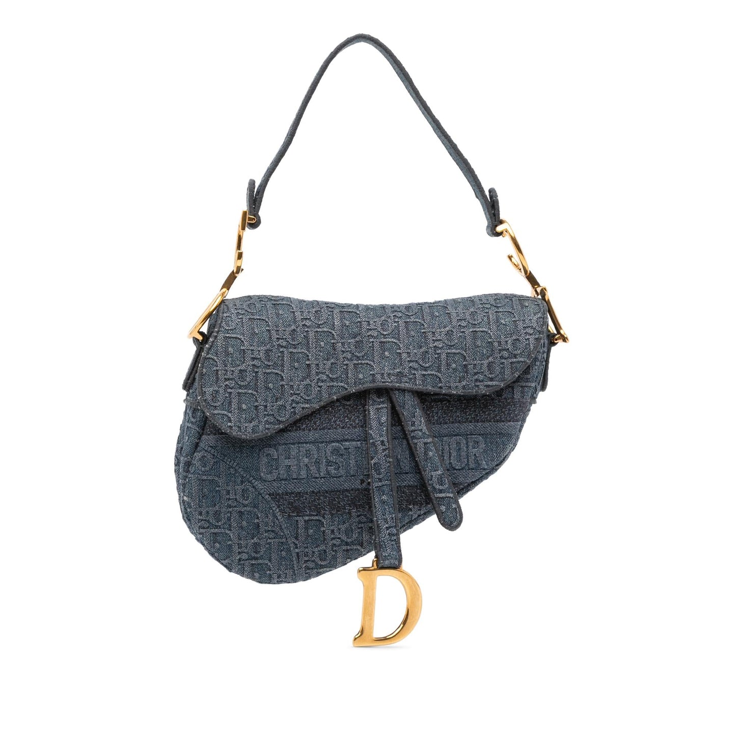 Dior Oblique Saddle Bag Denim Embroidered Shoulder Bag 2