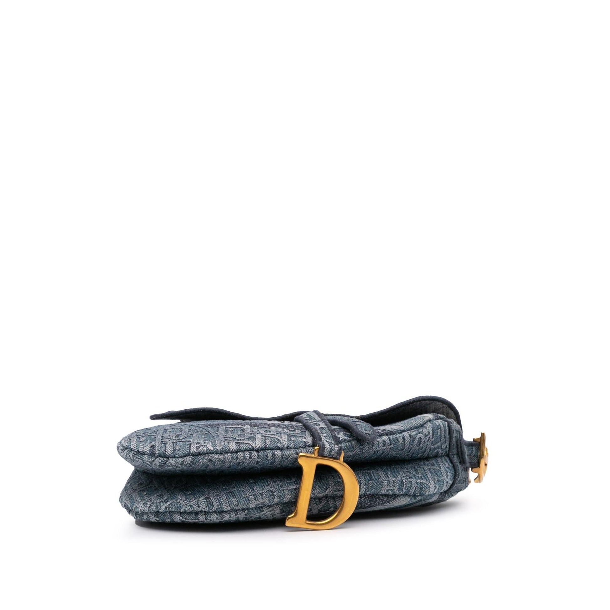 Dior Oblique Saddle Bag Denim Embroidered Shoulder Bag 3