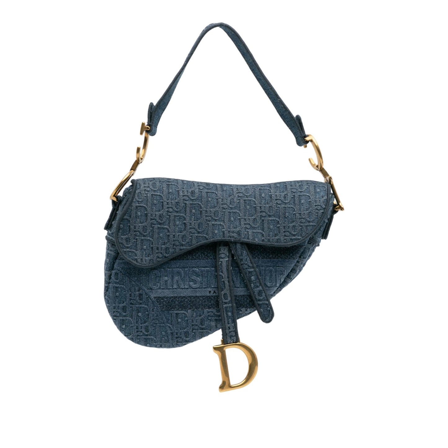 Dior Oblique Saddle Bag Denim Embroidered Shoulder Bag Saddle Bag 3
