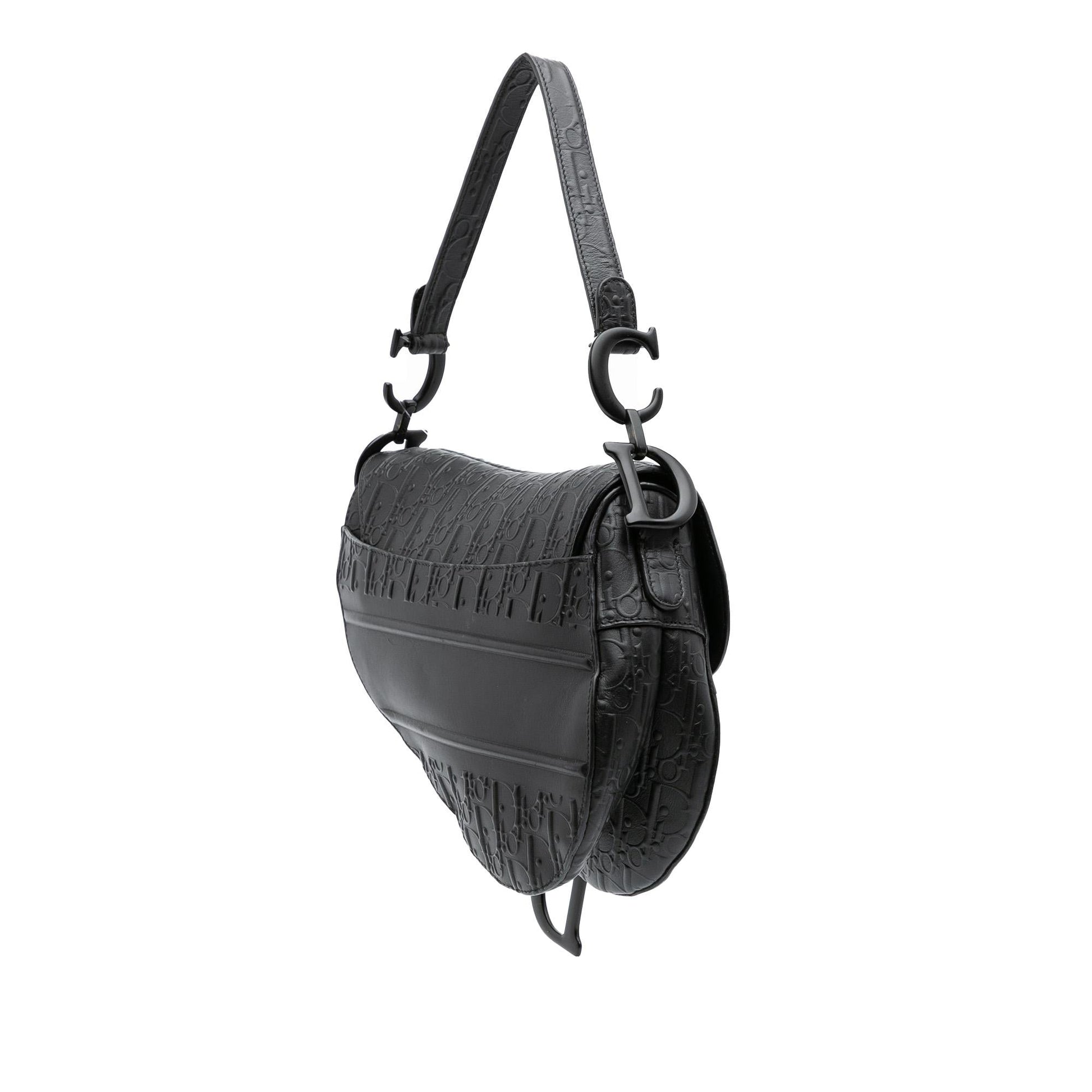 Dior Oblique Calfskin Saddle Bag Embossed Shoulder Bag