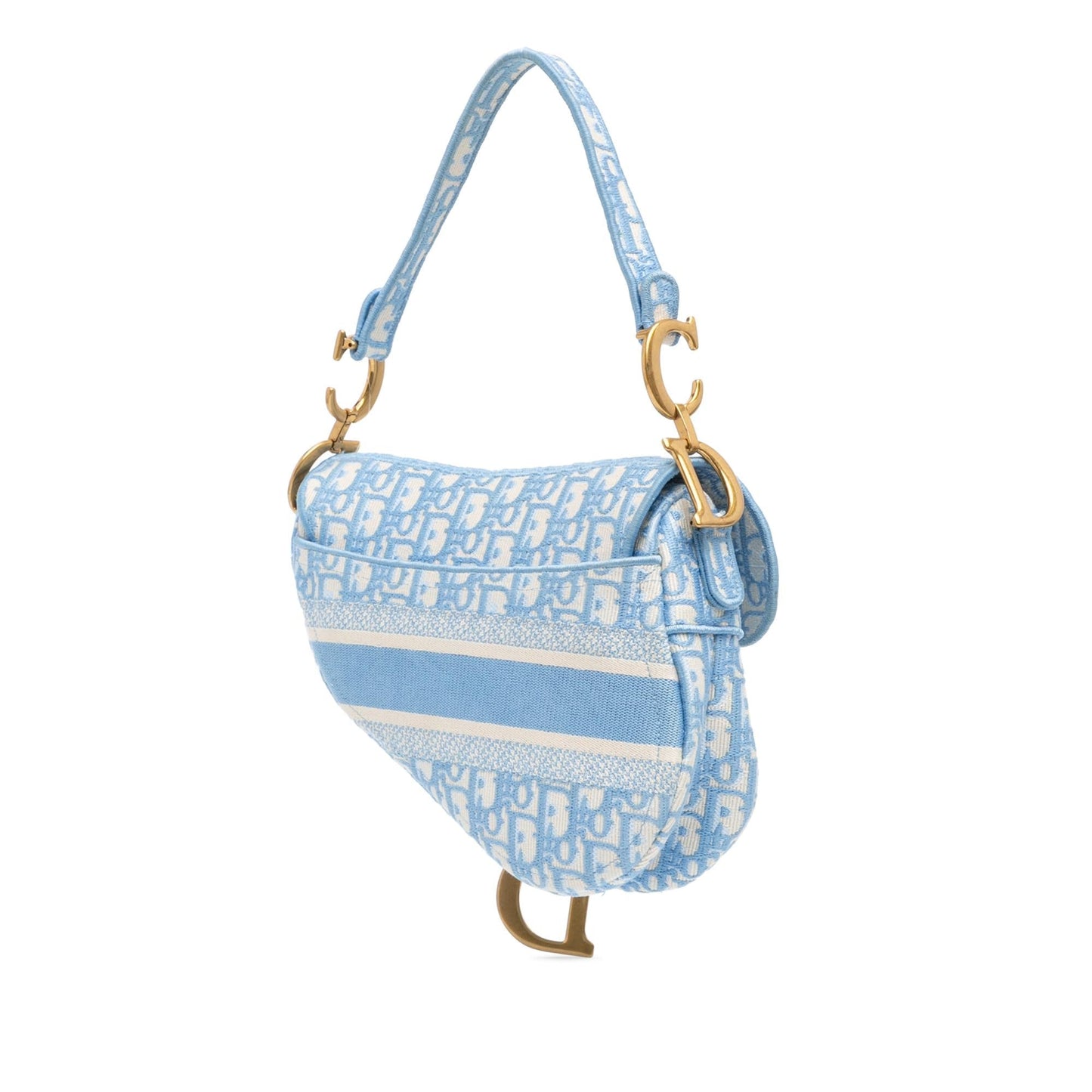 Dior Oblique Saddle Bag Canvas Embroidered Shoulder Bag