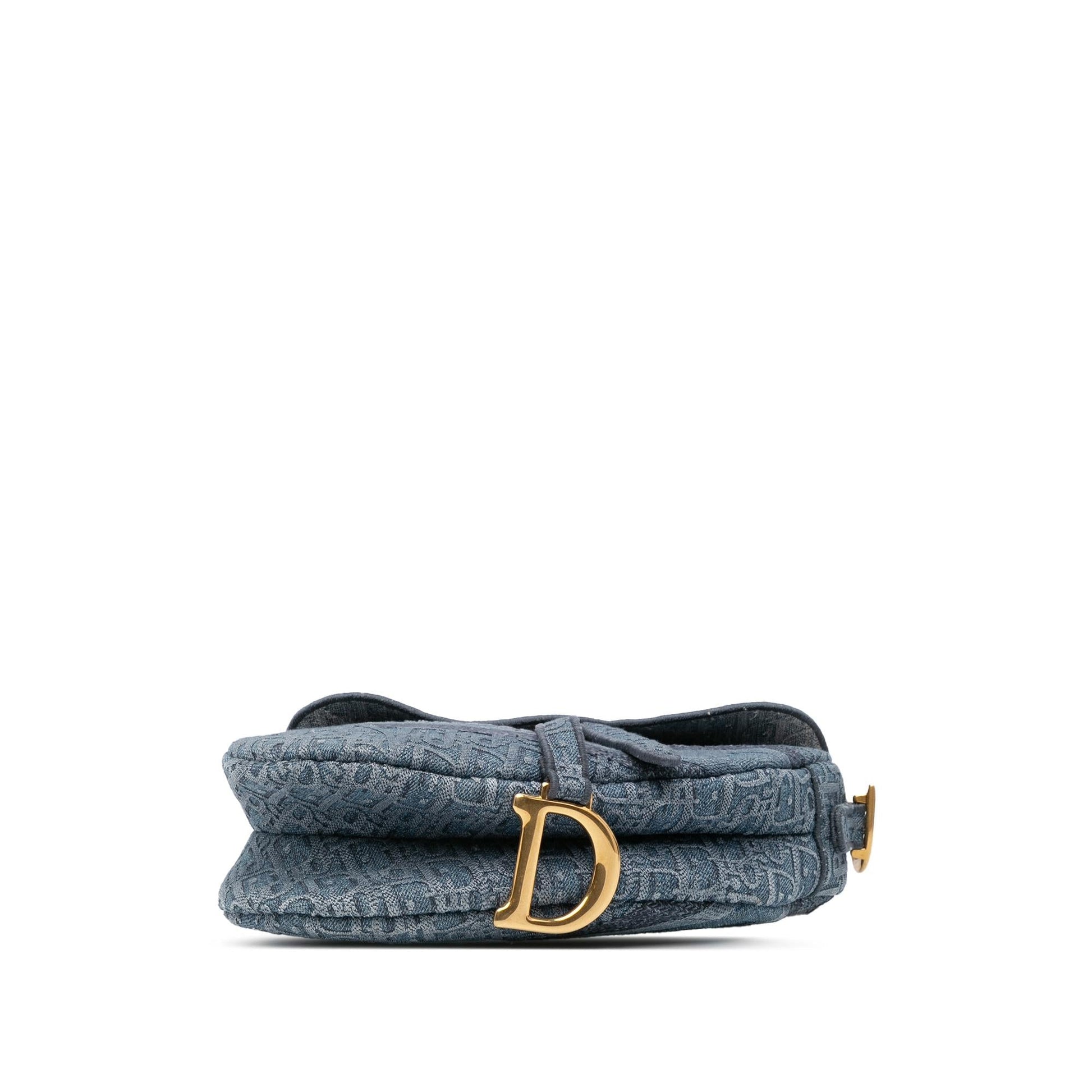 Dior Oblique Saddle Bag Denim Embroidered Shoulder Bag