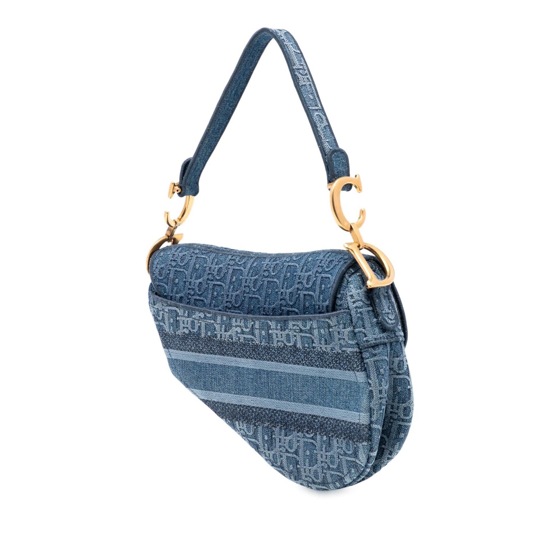 Dior Oblique Saddle Bag Denim Embroidered Shoulder Bag 4