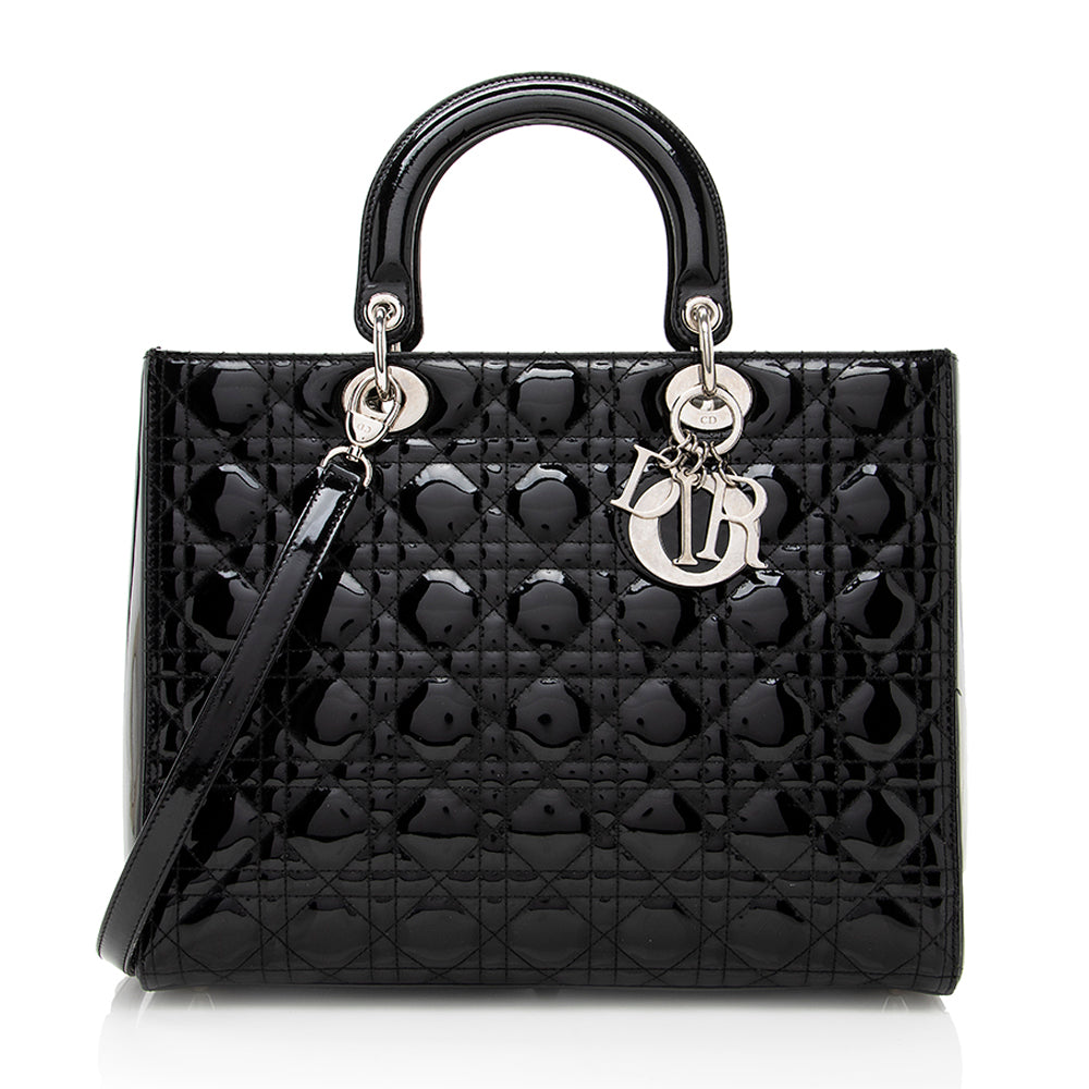 Dior Lady Tote Shf Leather Patent Large Tote Bag Tote Shf 17676