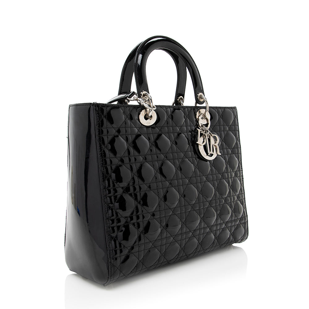Dior Lady Tote Shf Leather Patent Large Tote Bag Tote Shf 17676