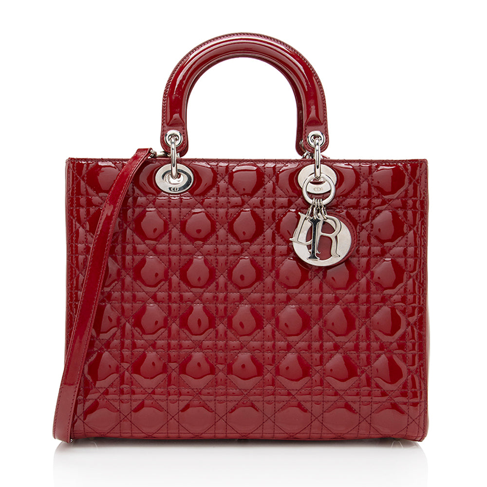 Dior Lady Tote Shf Leather Patent Large Tote Bag Tote Shf 19305