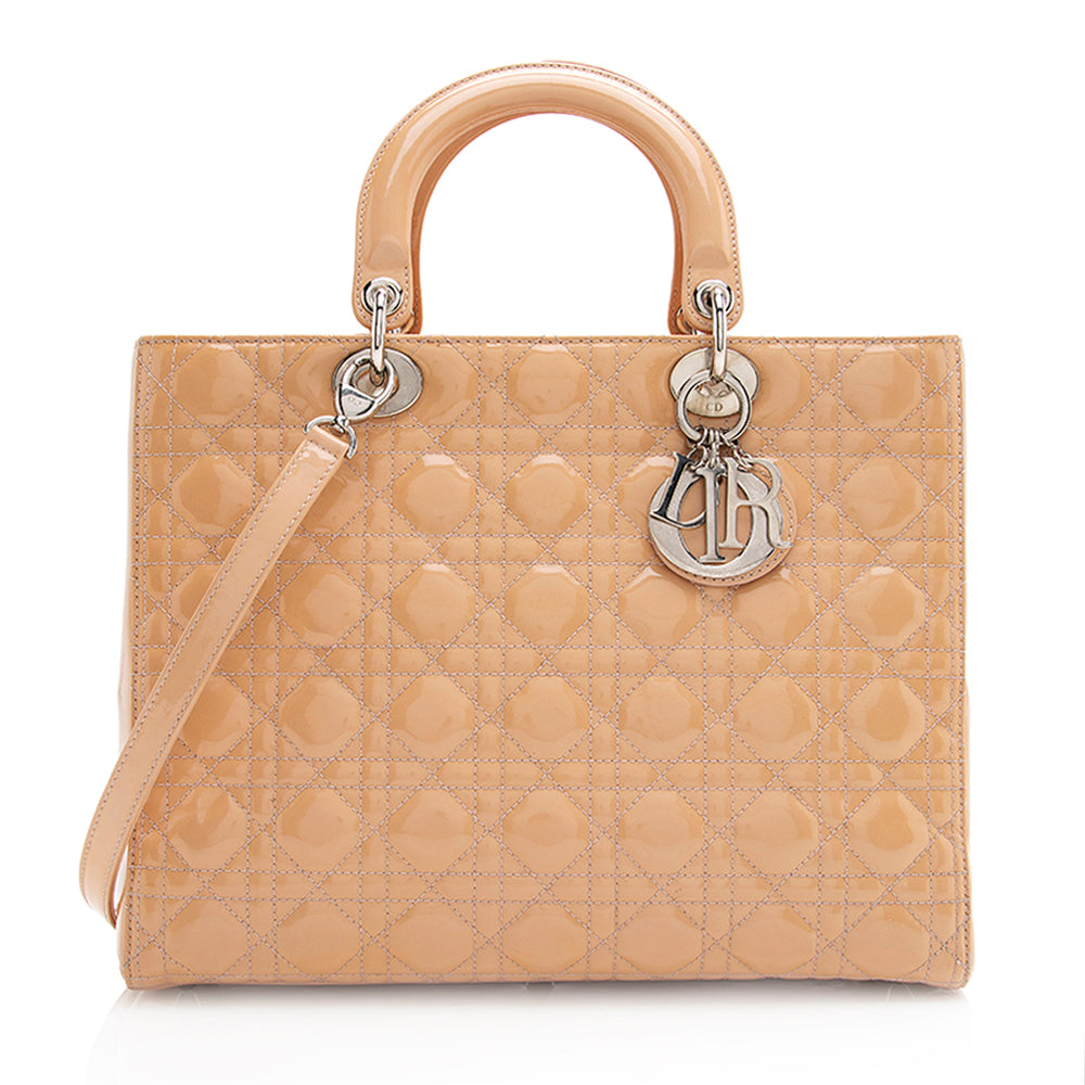 Dior Lady Tote Shf Leather Patent Large Tote Bag Tote Shf 21157