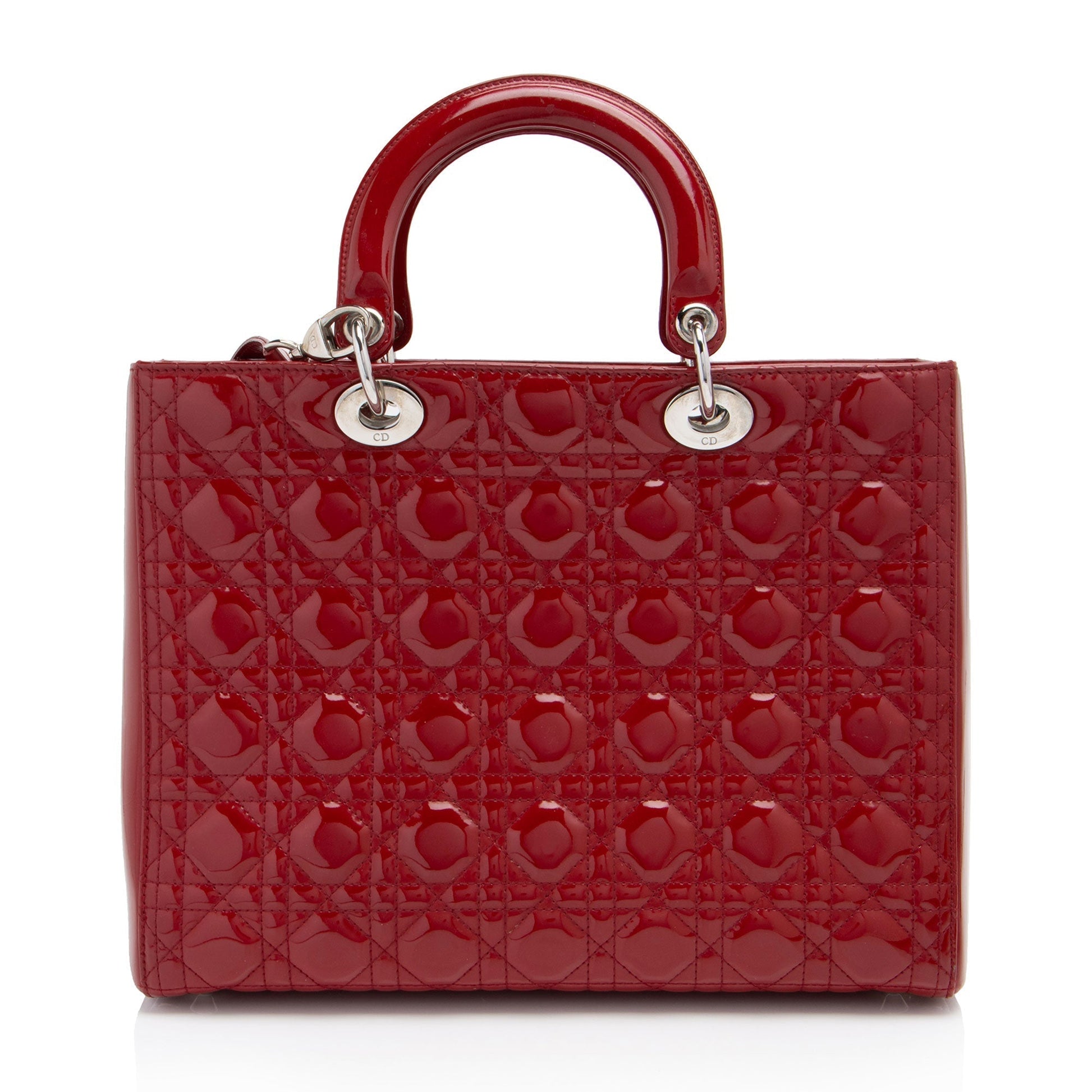 Dior Cannage Lady Tote Leather Patent Large Tote Bag