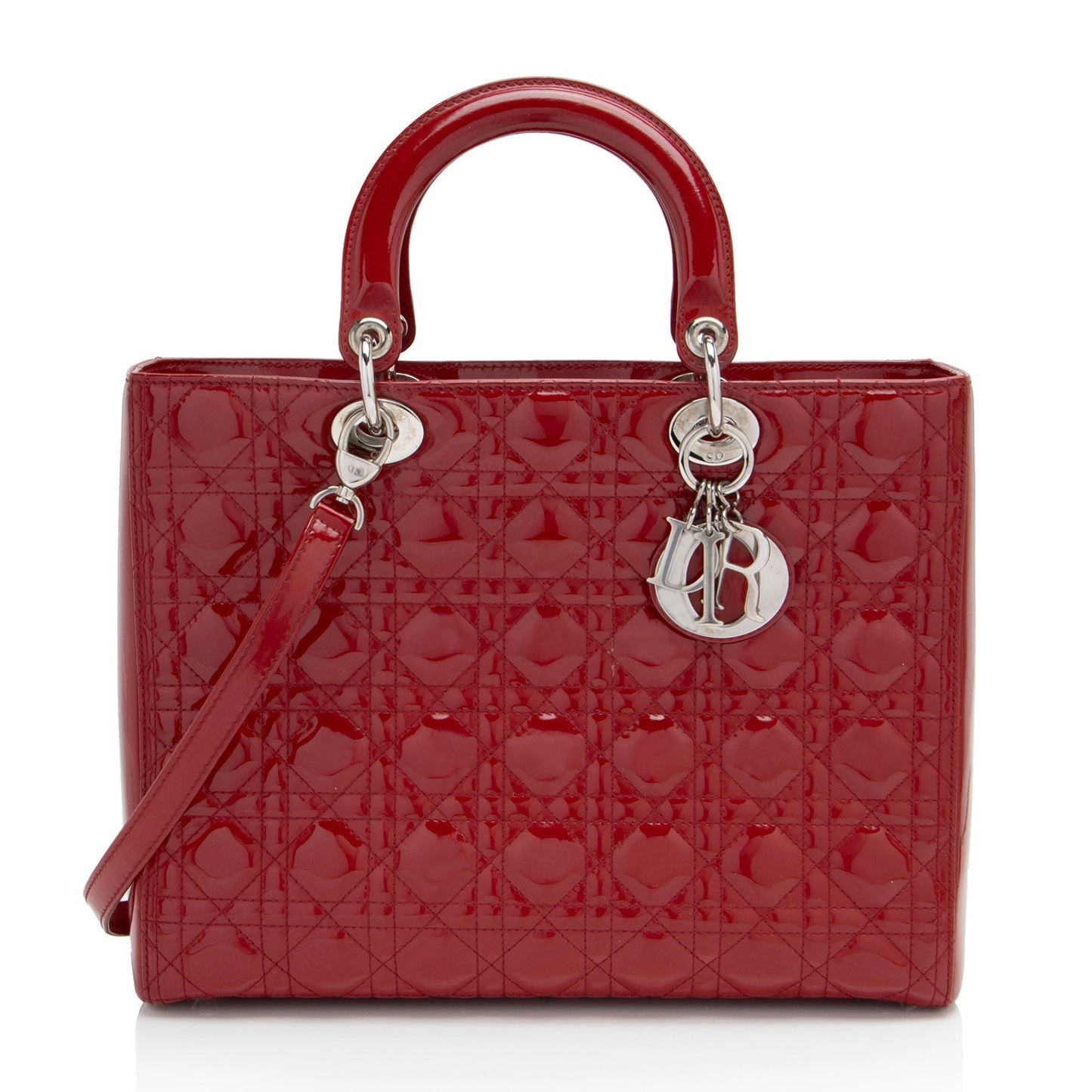 Dior Cannage Lady Tote Leather Patent Large Tote Bag