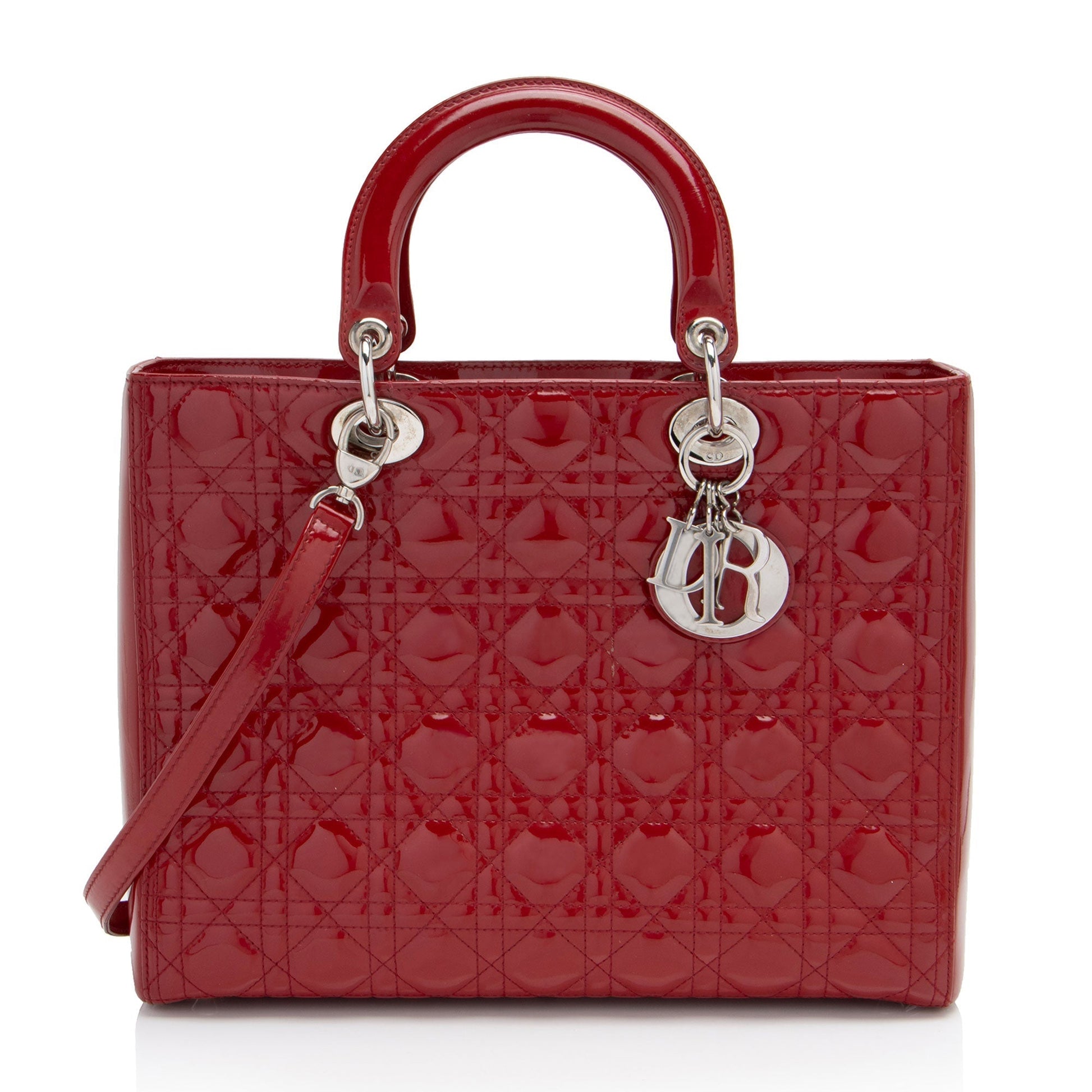 Dior Cannage Lady Tote Leather Patent Large Tote Bag