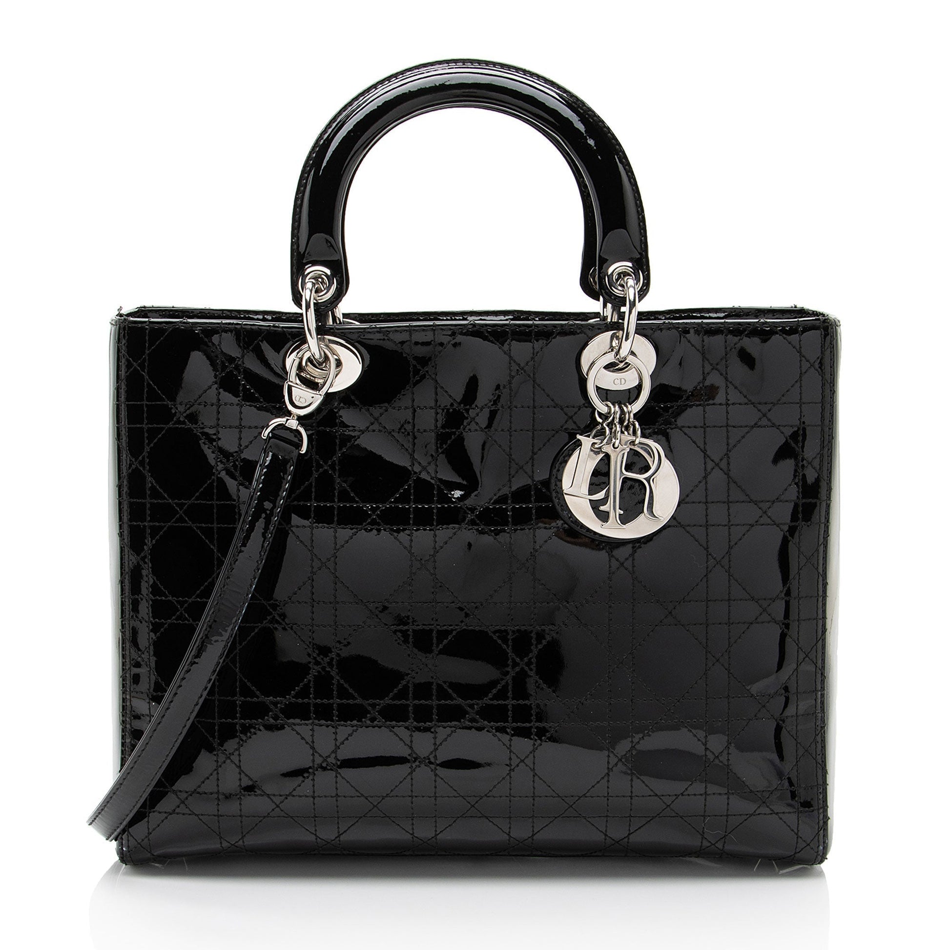 Dior Lady Tote Leather Patent Large Tote Bag