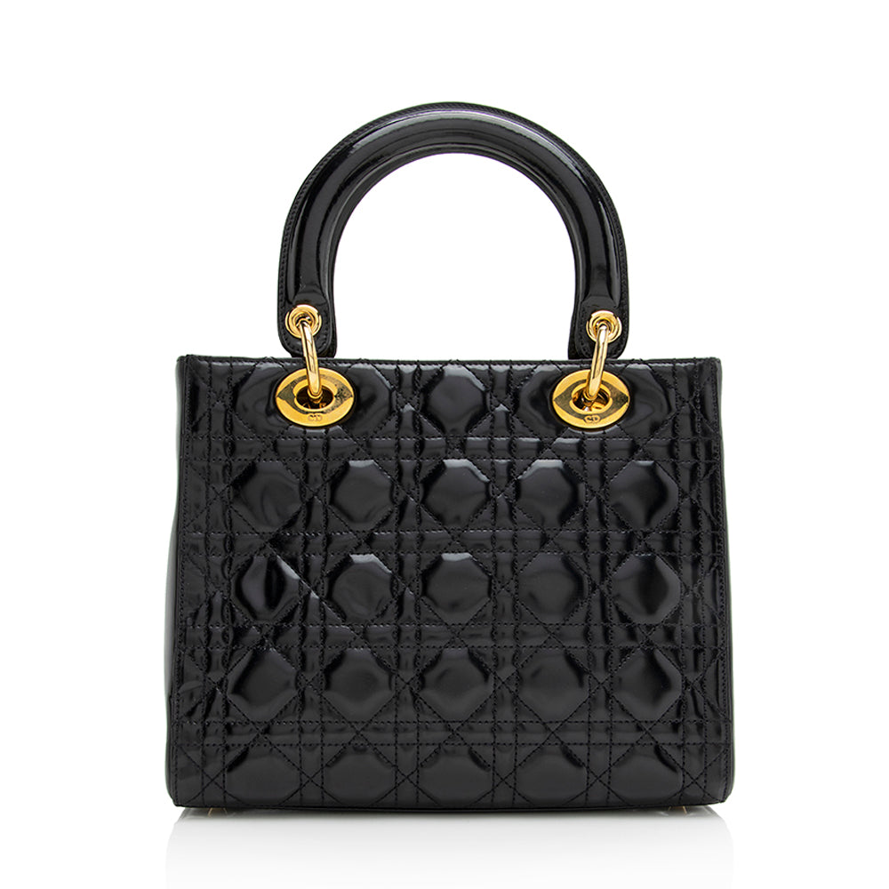 Dior Lady Tote Shf Leather Patent Medium Tote Bag