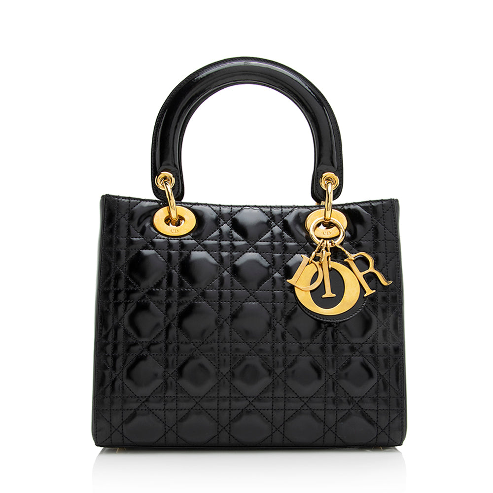 Dior Lady Tote Shf Leather Patent Medium Tote Bag