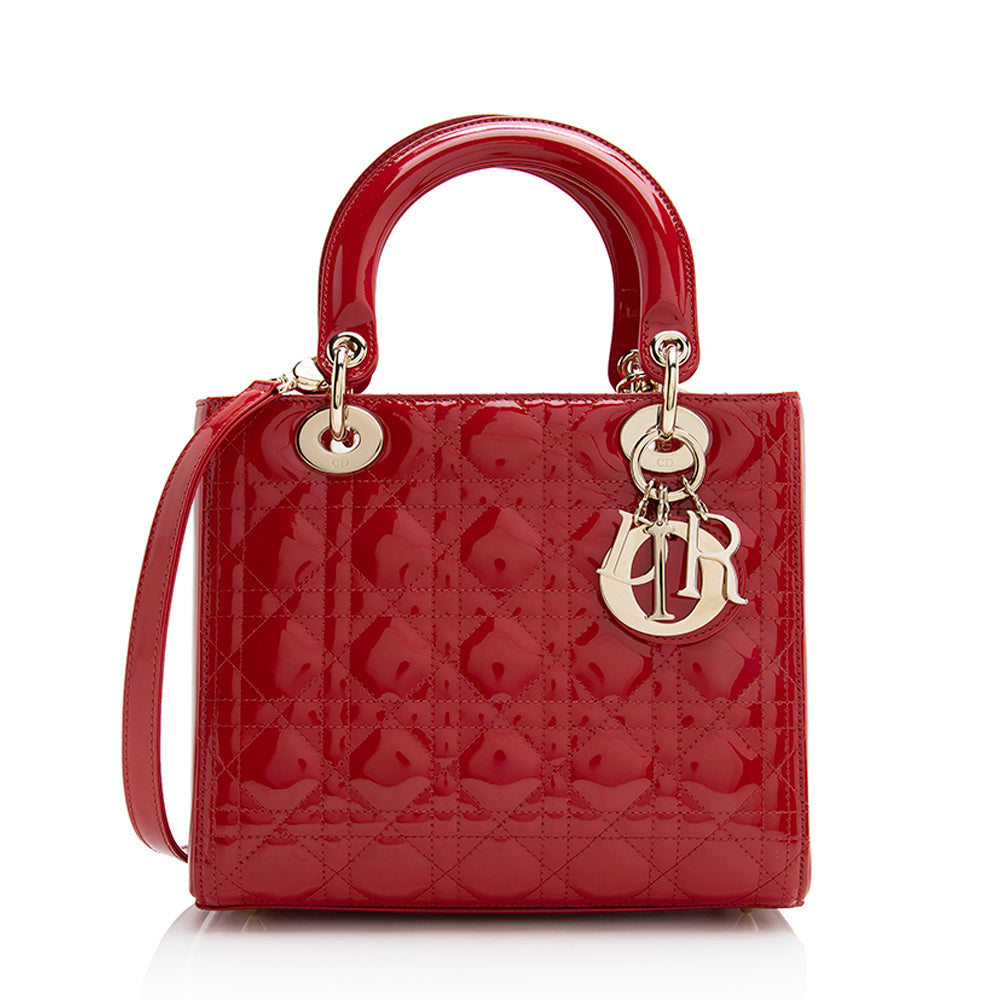 Dior Lady Tote Shf Leather Patent Medium Tote Bag Tote Shf 22059