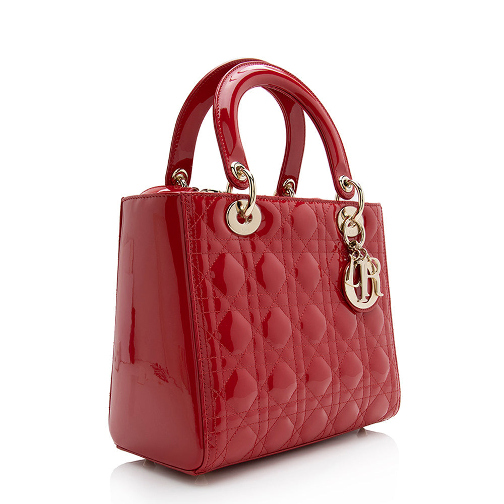 Dior Lady Tote Shf Leather Patent Medium Tote Bag Tote Shf 22059